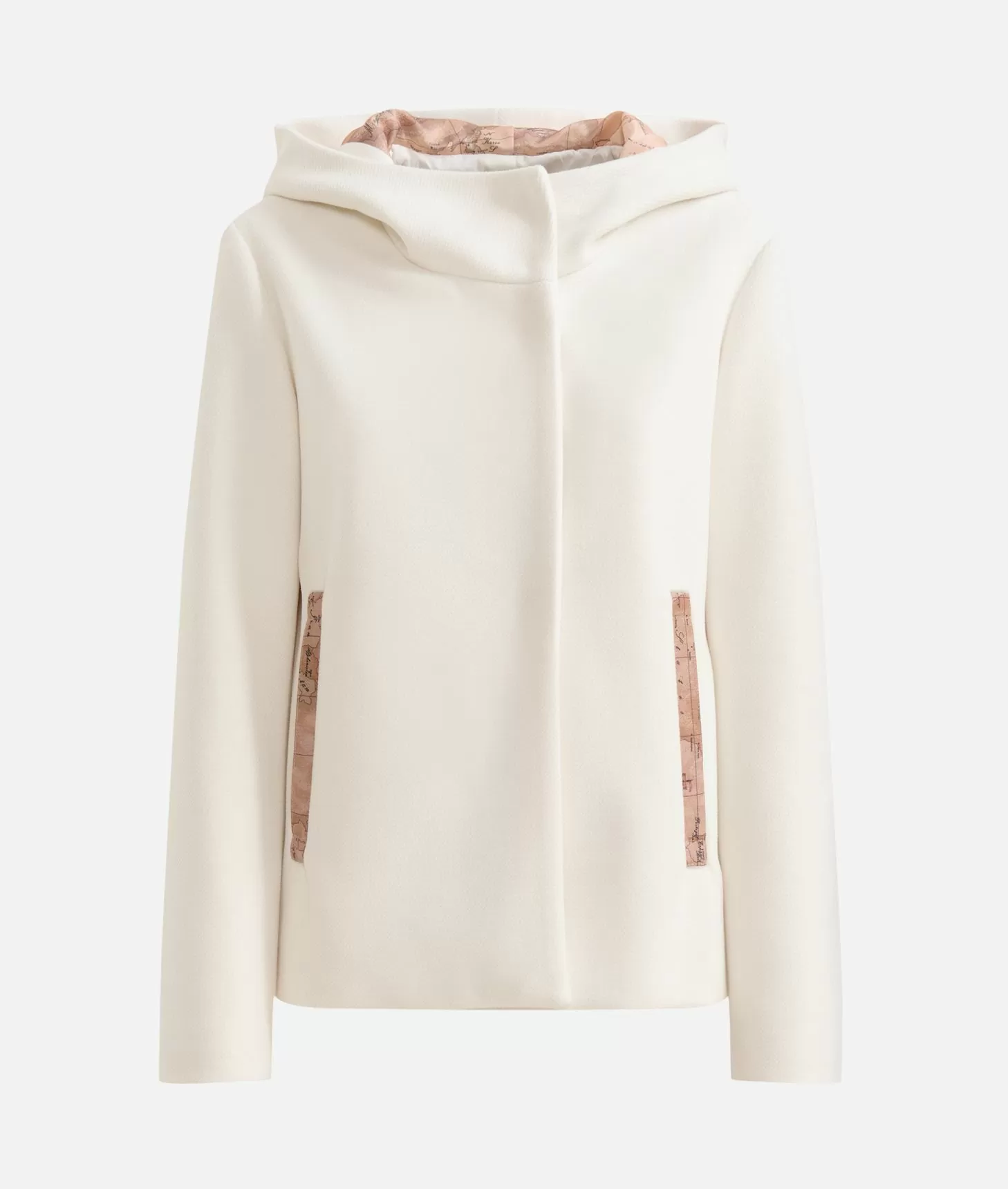 Alviero Martini 1a Classe Blouson Con Cappuccio In Velour Bianco Lana