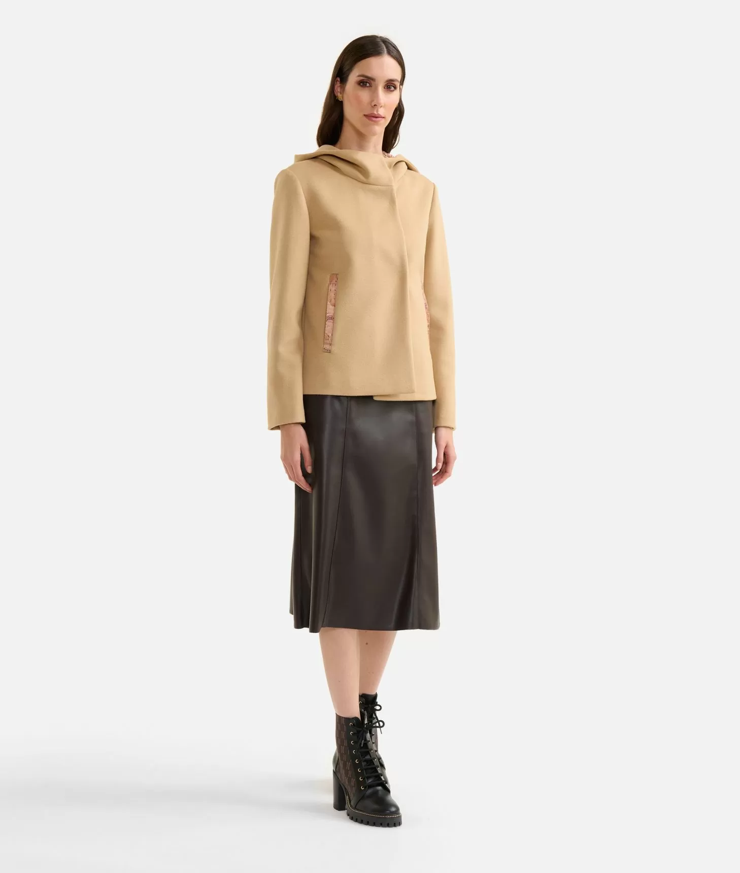Alviero Martini 1a Classe Blouson Con Cappuccio In Velour Cammello