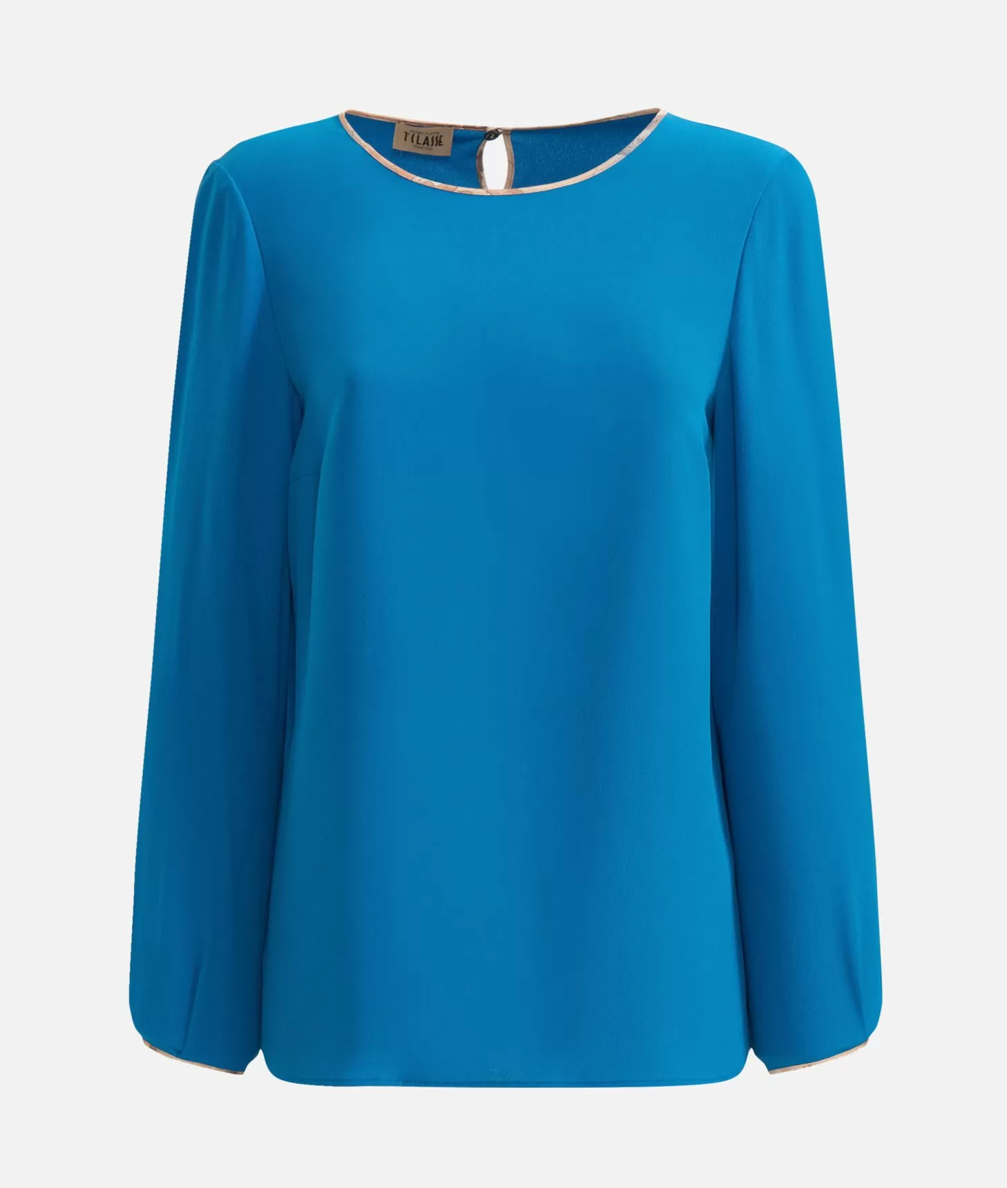 Alviero Martini 1a Classe Blusa Basic In Crêpe De Chine Blu Di Prussia