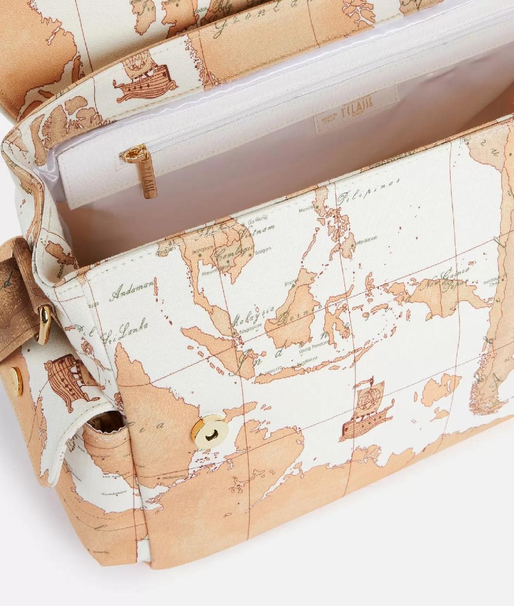 Alviero Martini 1a Classe Borsa A Tracolla Con Mappa Geo Classic Panna