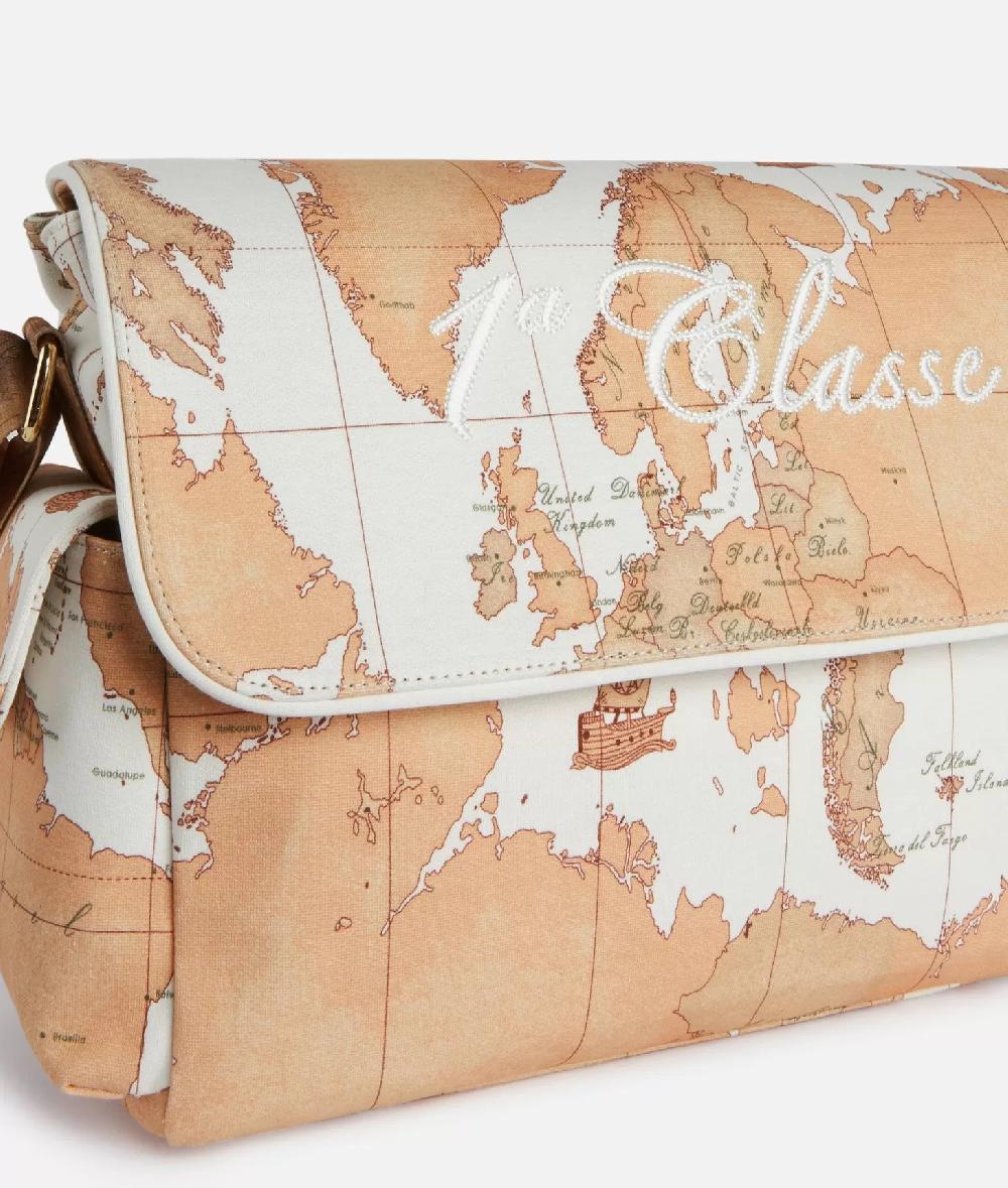 Alviero Martini 1a Classe Borsa A Tracolla Con Mappa Geo Classic Panna
