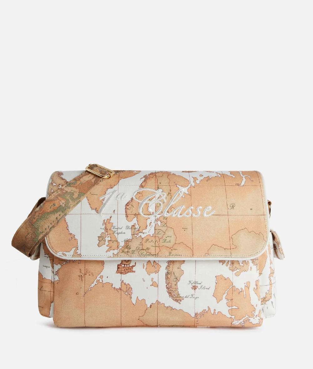Alviero martini 1a classe Borsa a tracolla con mappa Geo Classic Panna