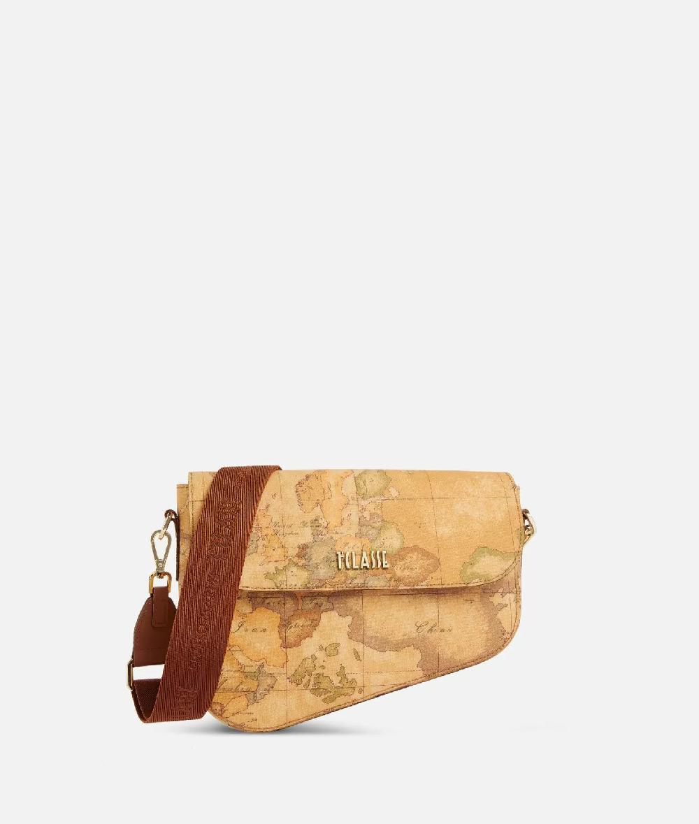 Alviero martini 1a classe Borsa a tracolla con patta in tessuto stampa Geo Classic Naturale