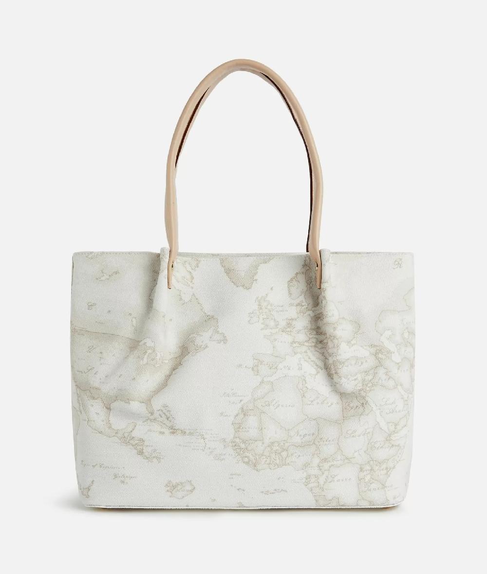 Alviero Martini 1a Classe Borsa Shopping In Tessuto Stampa Geo White Bianca