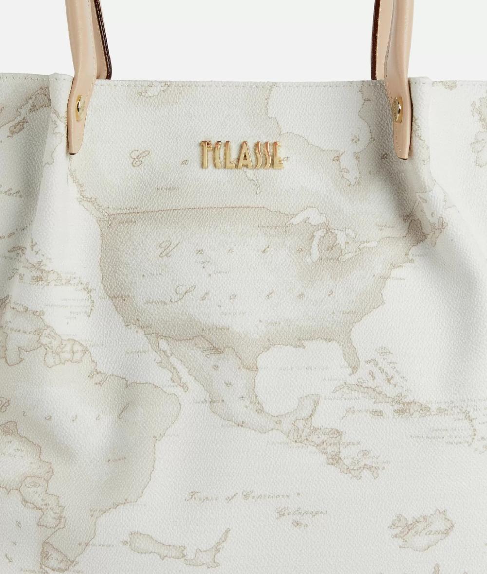 Alviero Martini 1a Classe Borsa Shopping In Tessuto Stampa Geo White Bianca