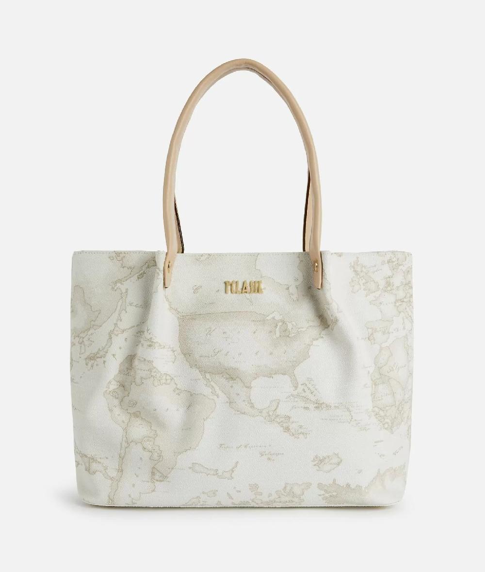 Alviero martini 1a classe Borsa shopping in tessuto stampa Geo White Bianca