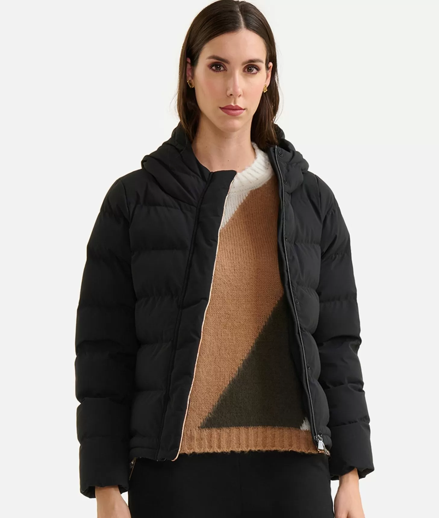 Alviero Martini 1a Classe Caban Corto Imbottito In Nylon Tecnico Nero