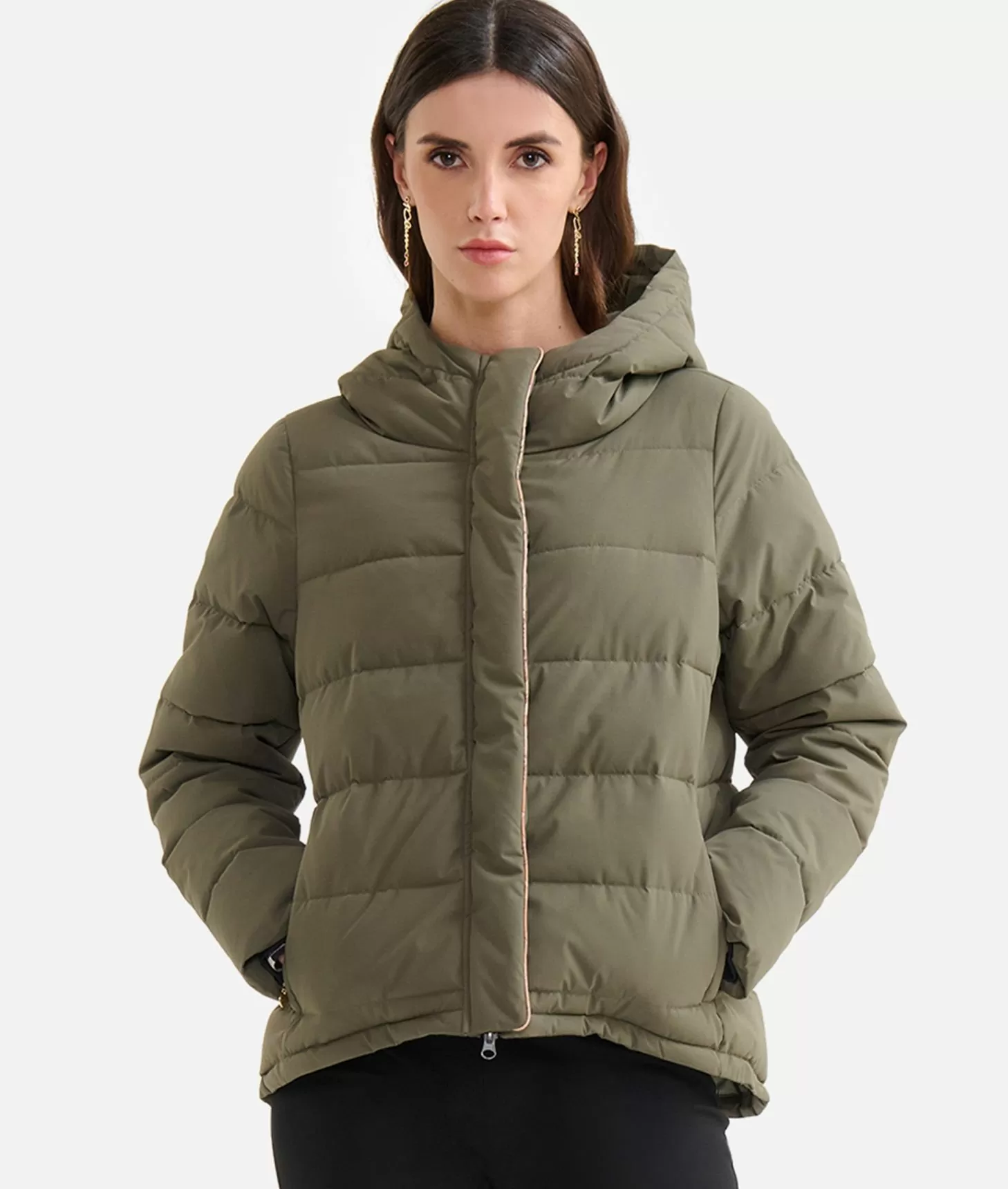 Alviero Martini 1a Classe Caban Corto Imbottito In Nylon Tecnico Verde