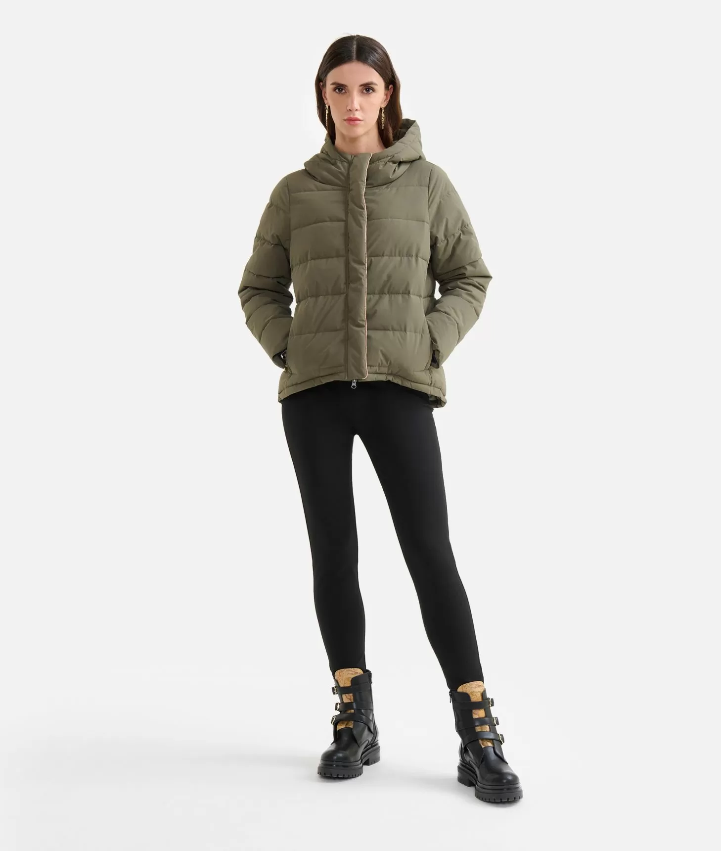 Alviero martini 1a classe Caban corto imbottito in nylon tecnico Verde