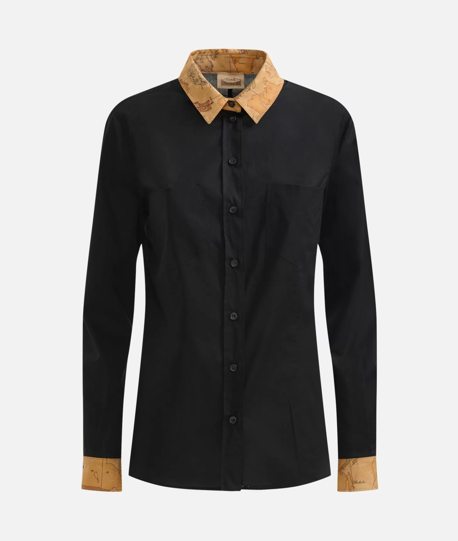 Alviero Martini 1a Classe Camicia In Popeline Di Cotone Stretch Con Dettagli Geo Classic Nera