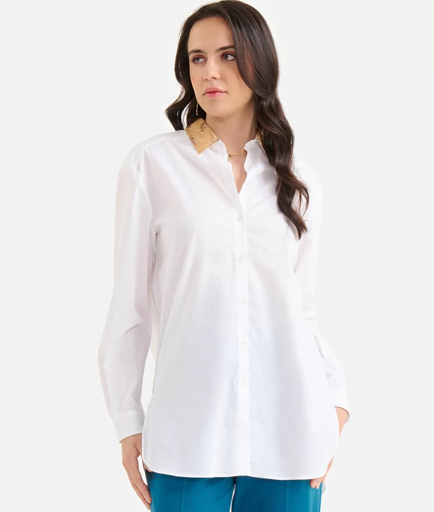 Alviero Martini 1a Classe Camicia Oversize In Popeline Di Cotone Stretch Bianca