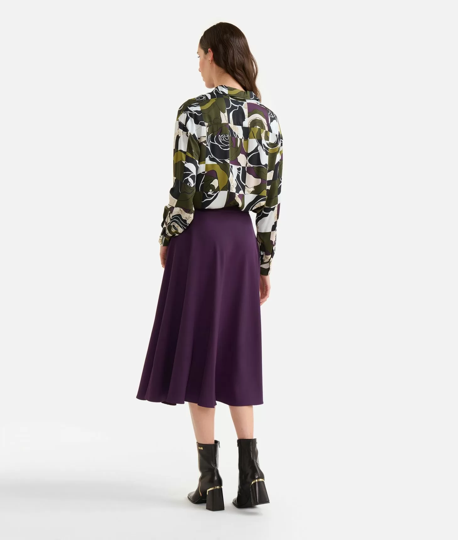 Alviero Martini 1a Classe Camicia Oversize In Viscosa Stampa Rosa Del Deserto Verde