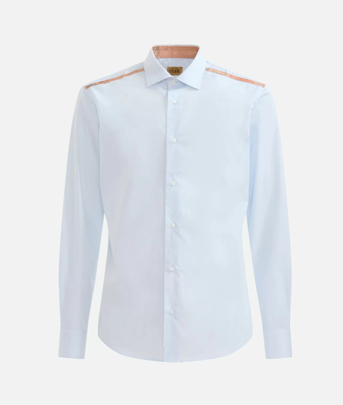Alviero Martini 1a Classe Camicia Slim In Cotone Con Dettaglio Spalle Azzurro Polvere