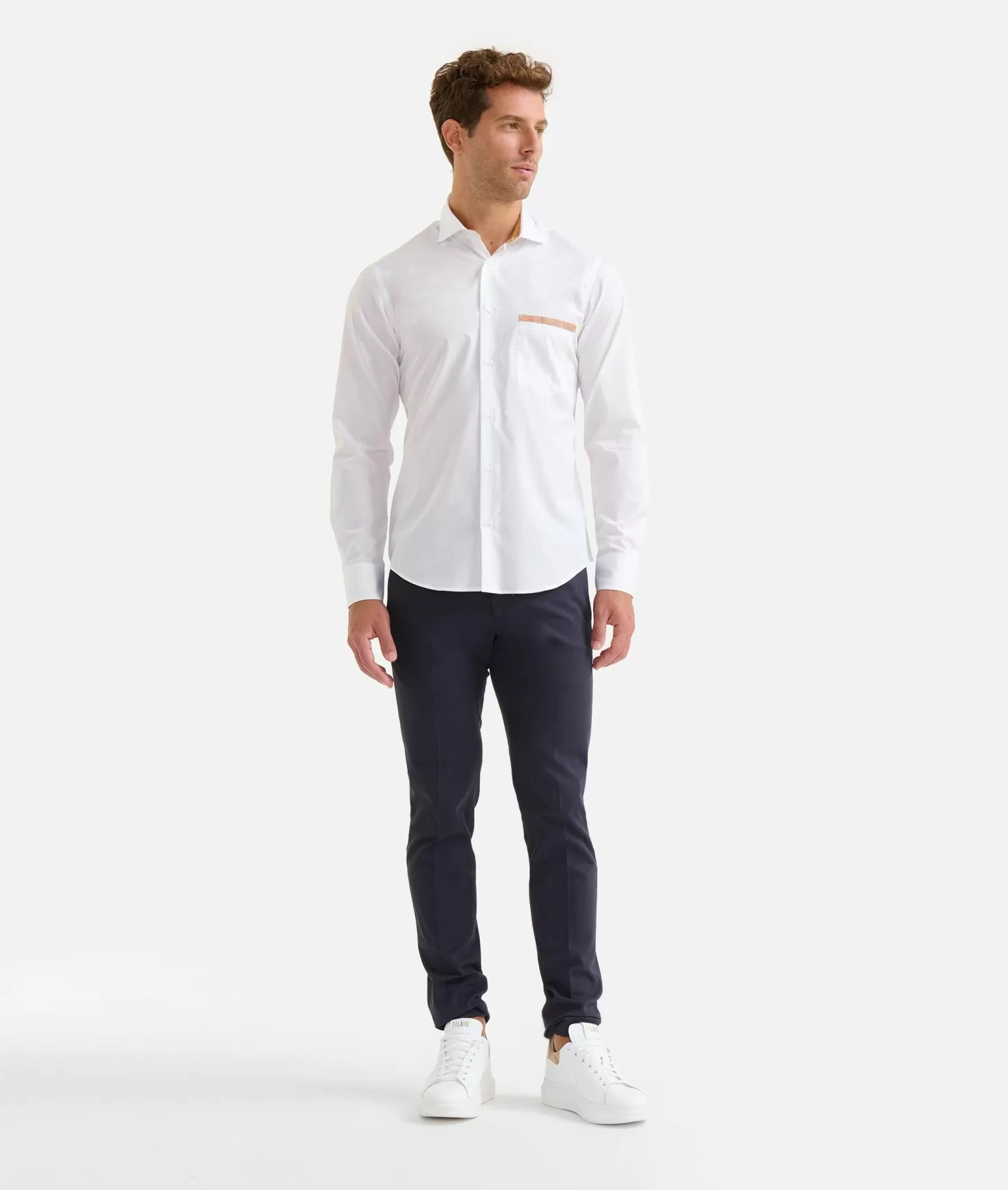 Alviero martini 1a classe Camicia slim in cotone con dettaglio tasca Bianca