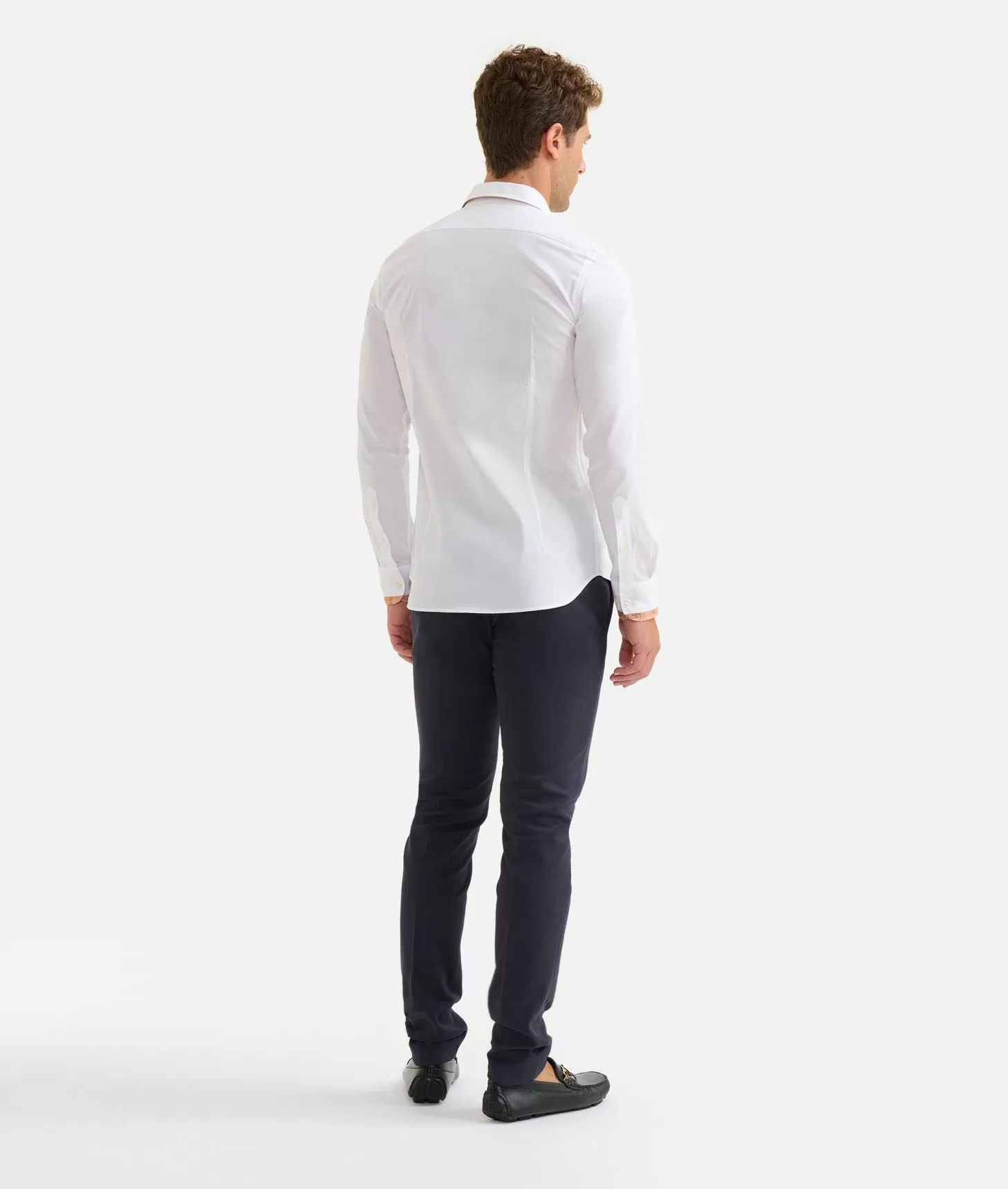 Alviero Martini 1a Classe Camicia Slim In Cotone Stretch Con Profili Geo Classic Bianca