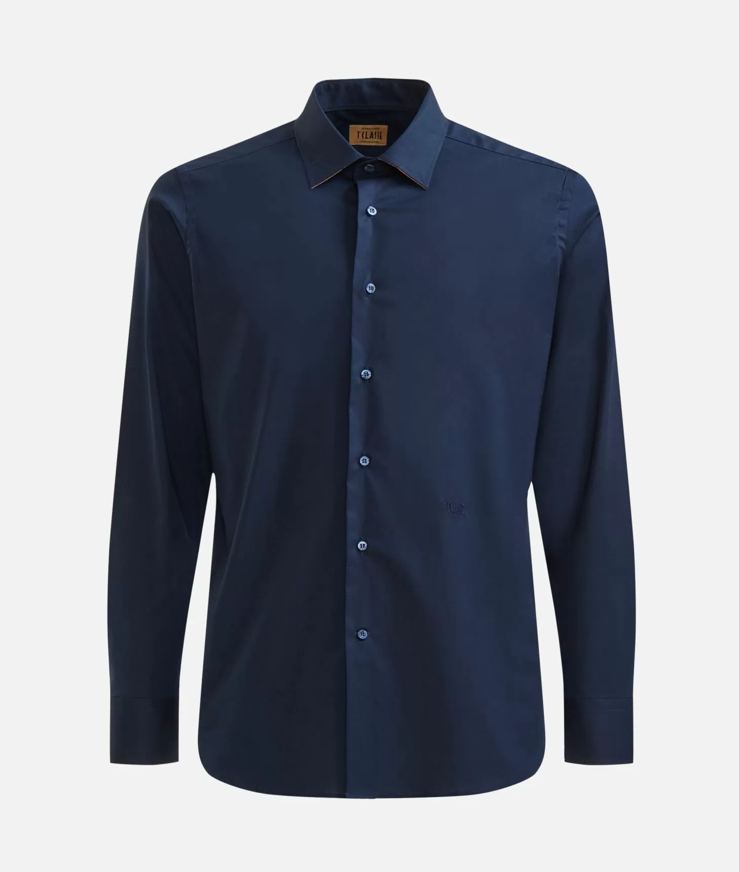 Alviero Martini 1a Classe Camicia Slim In Cotone Stretch Con Toppe Geo Classic Blu Navy