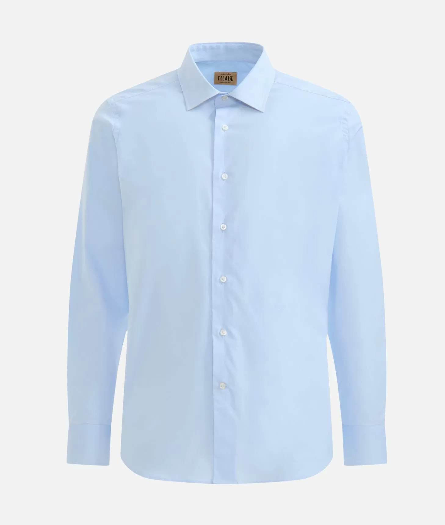 Alviero Martini 1a Classe Camicia Slim In Cotone Stretch Con Toppe Geo Classic Azzurra
