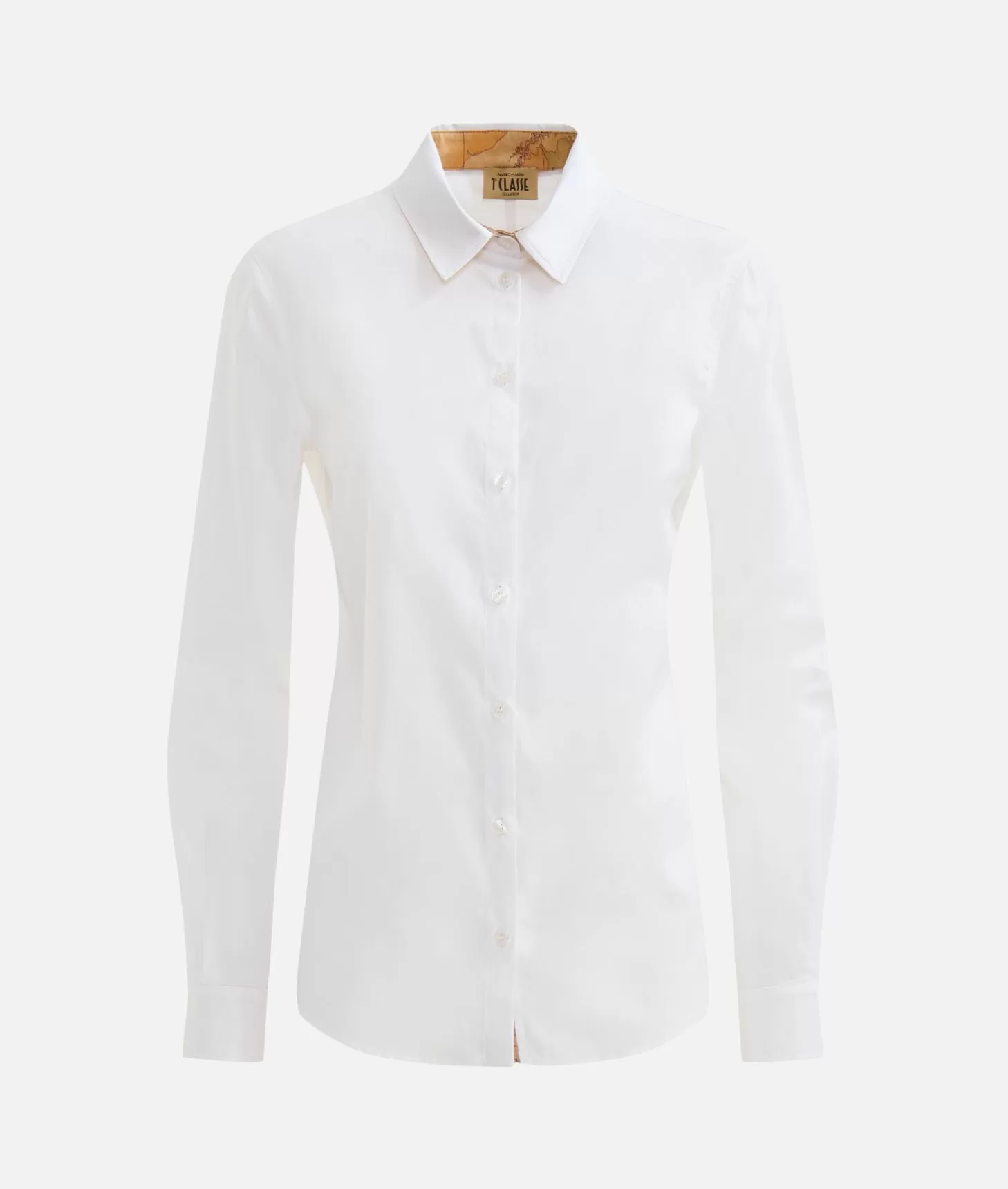 Alviero Martini 1a Classe Camicia Ufficio In Popeline Di Cotone Stretch Bianca