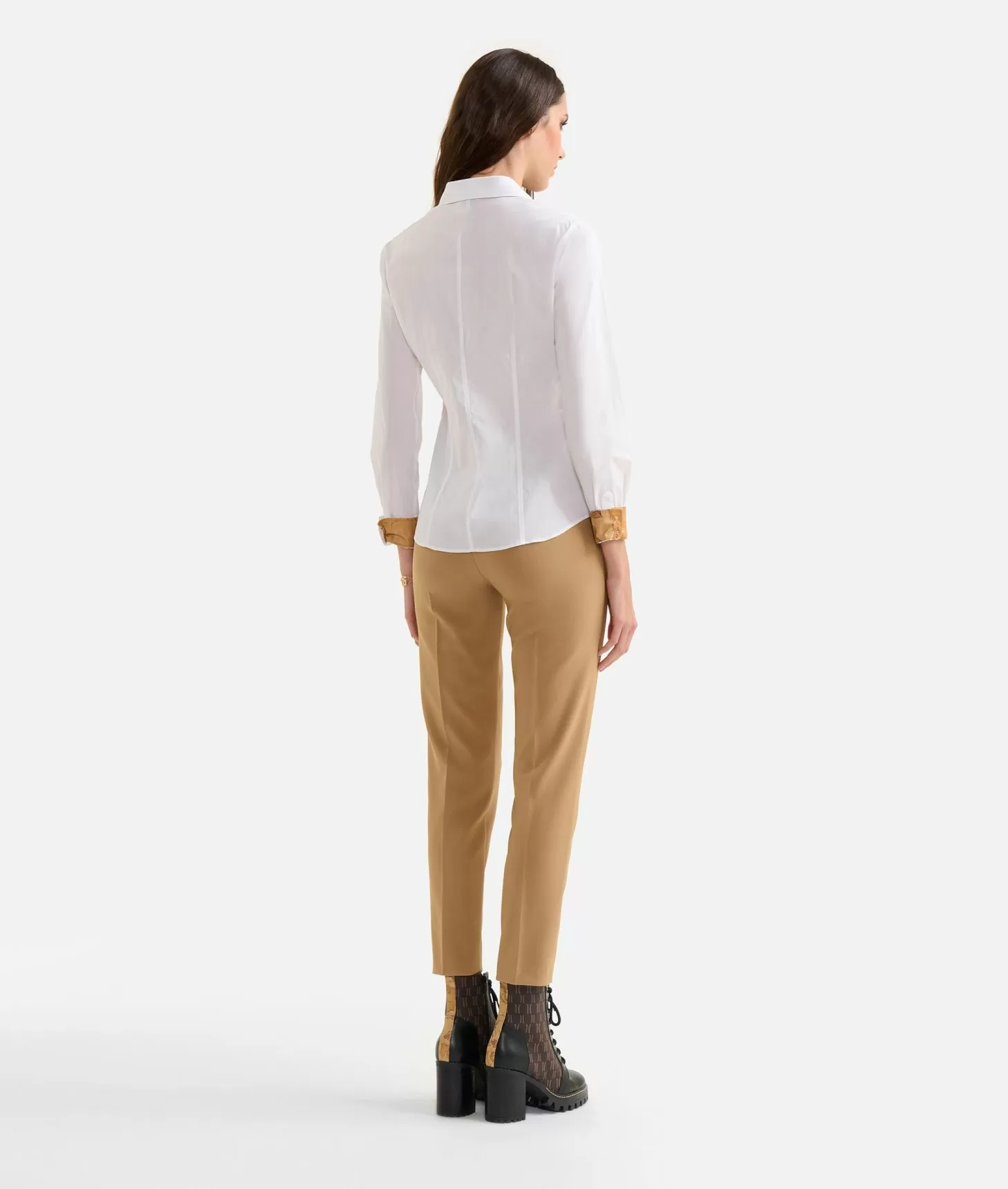 Alviero Martini 1a Classe Camicia Ufficio In Popeline Di Cotone Stretch Bianca