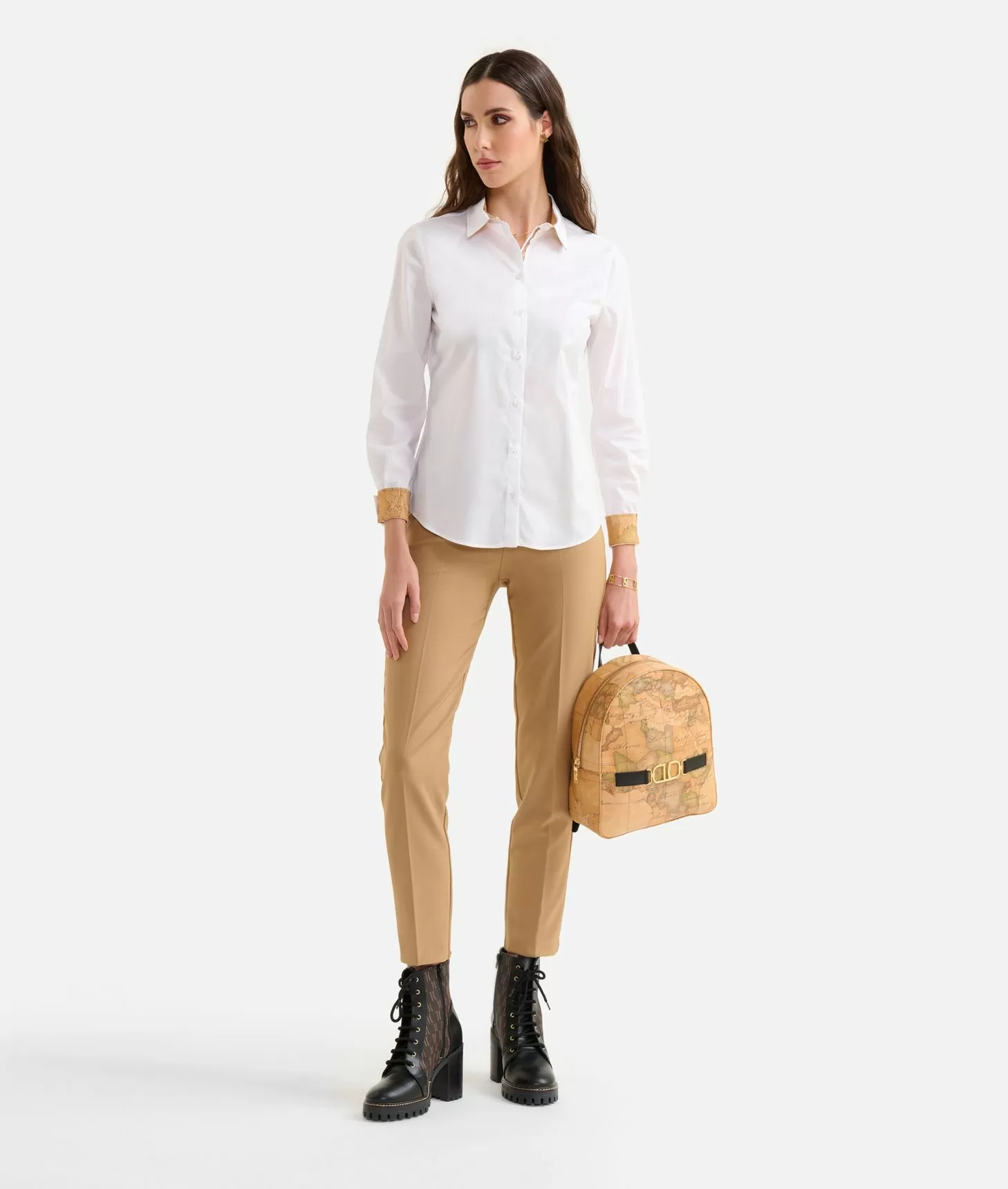 Alviero martini 1a classe Camicia ufficio in popeline di cotone stretch Bianca