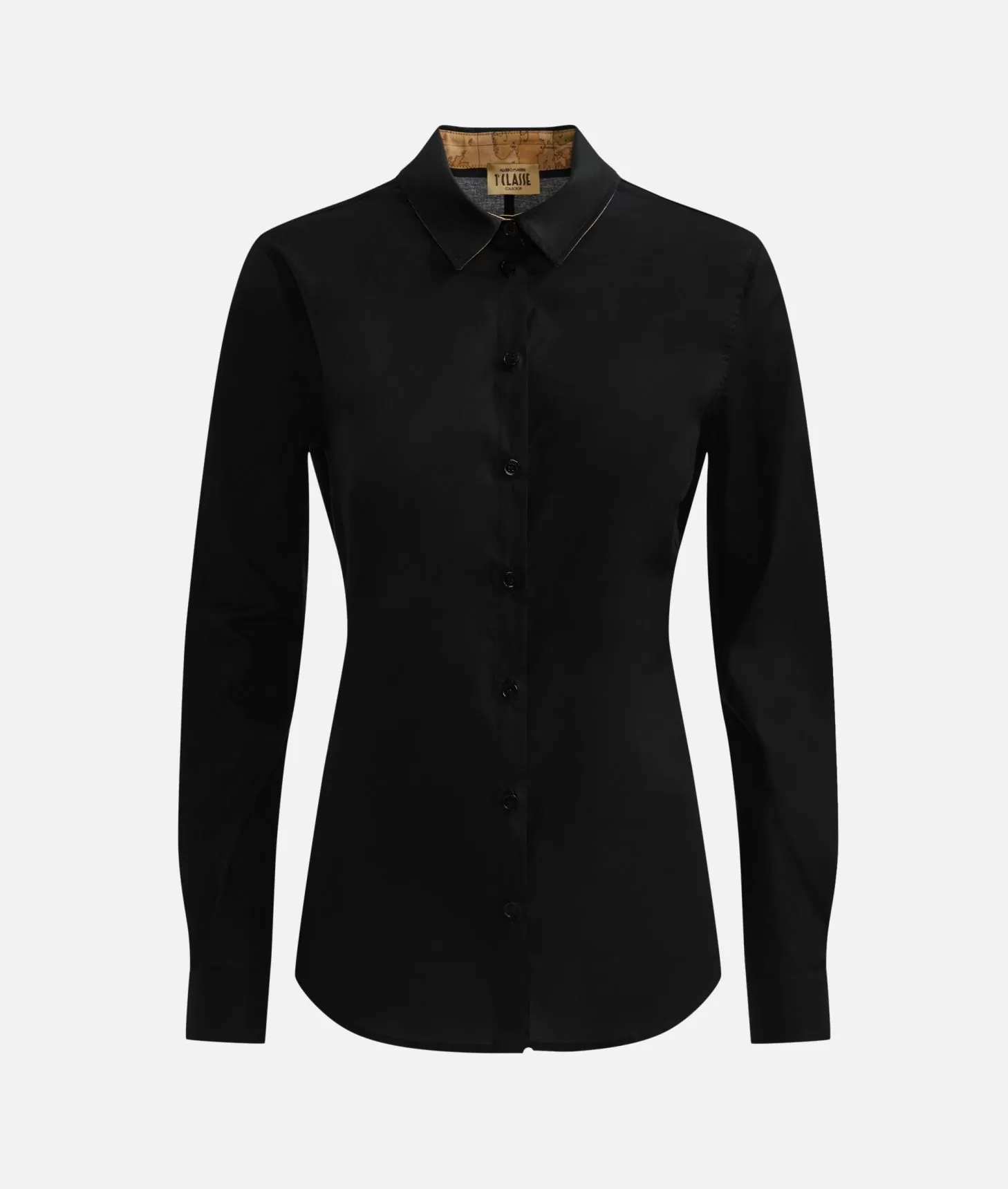 Alviero Martini 1a Classe Camicia Ufficio In Popeline Di Cotone Stretch Nera