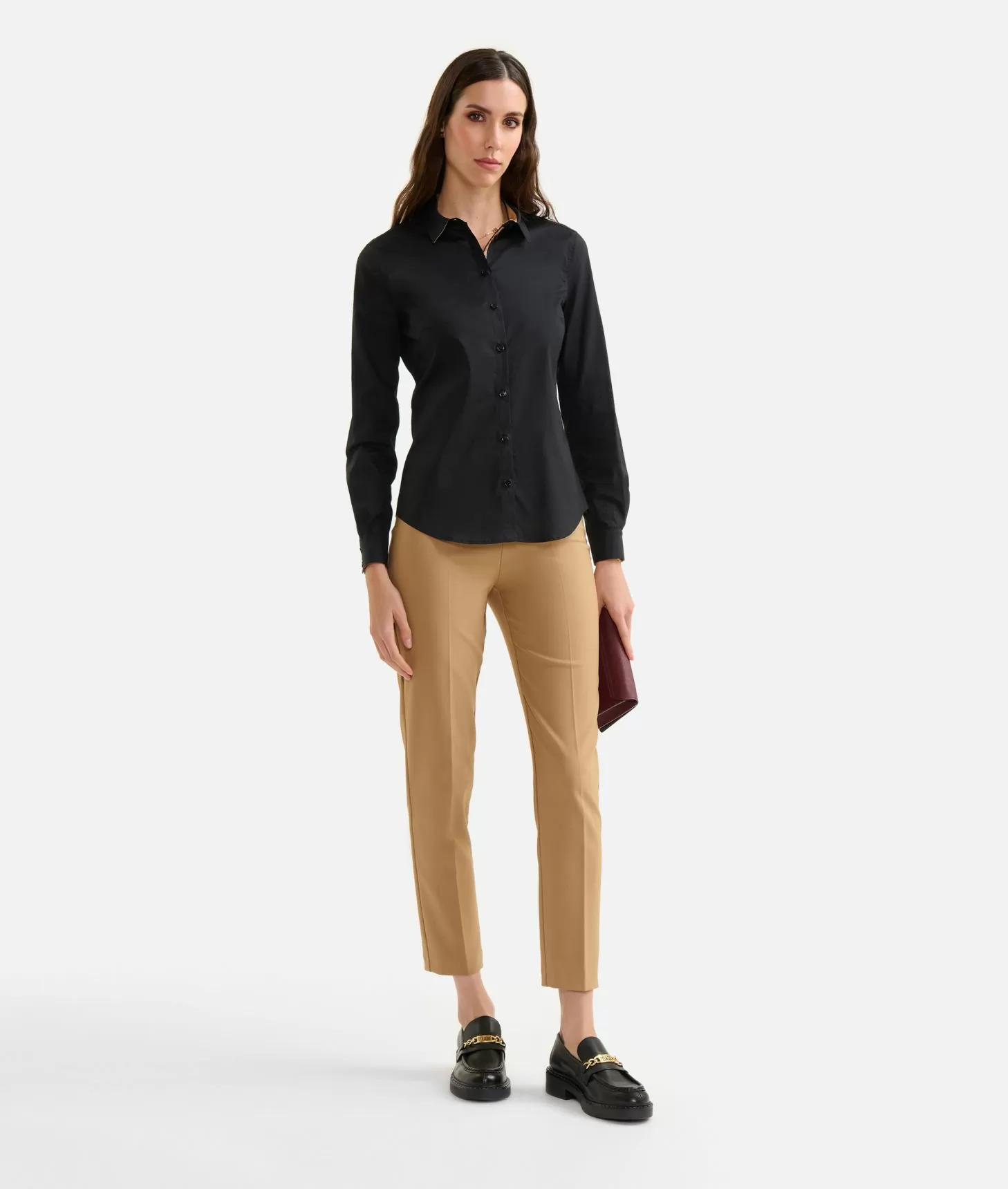 Alviero martini 1a classe Camicia ufficio in popeline di cotone stretch Nera