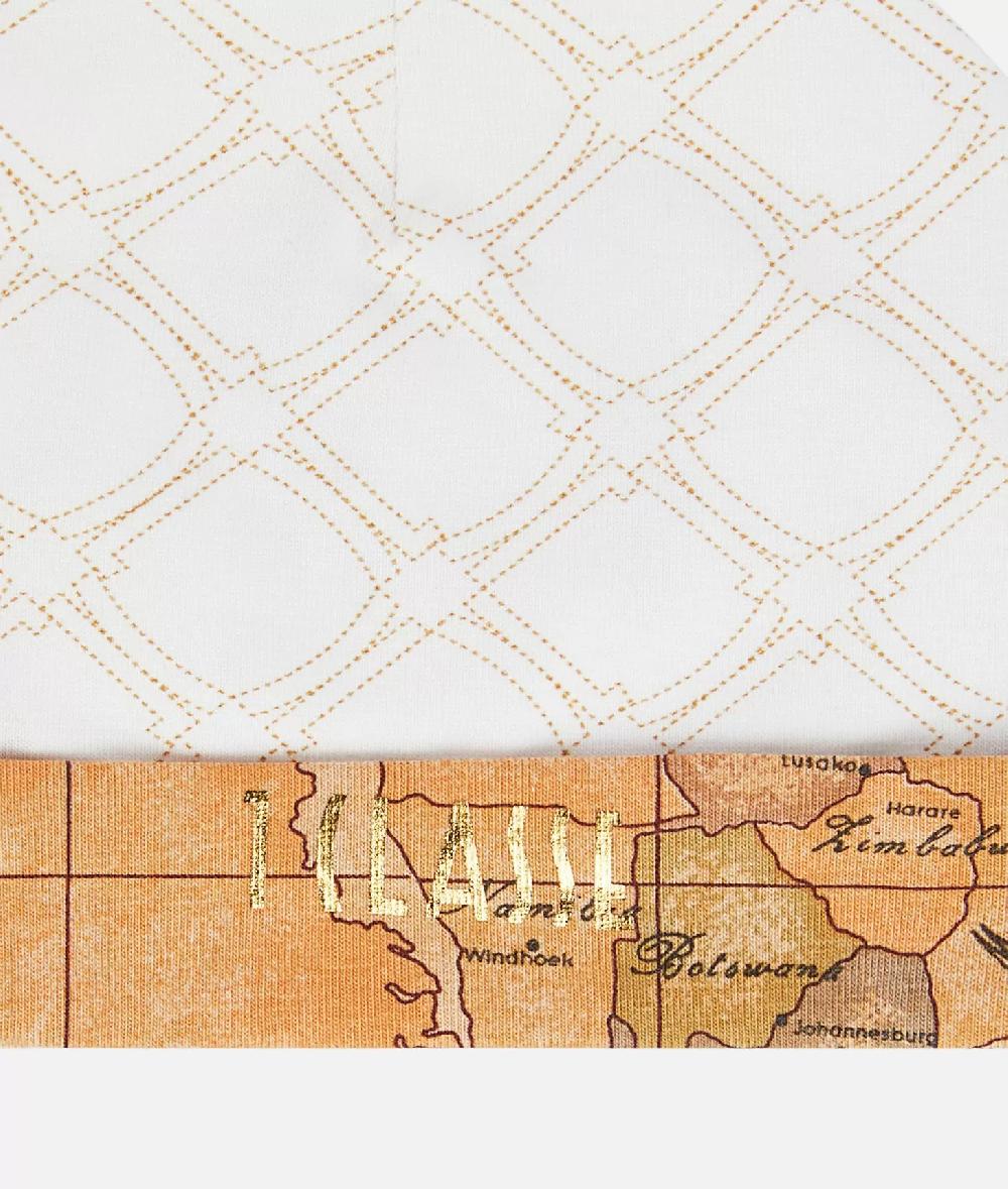 Alviero Martini 1a Classe Cappellino In Cotone Con Loghi 1C E Risvolto Geo Classic Naturale