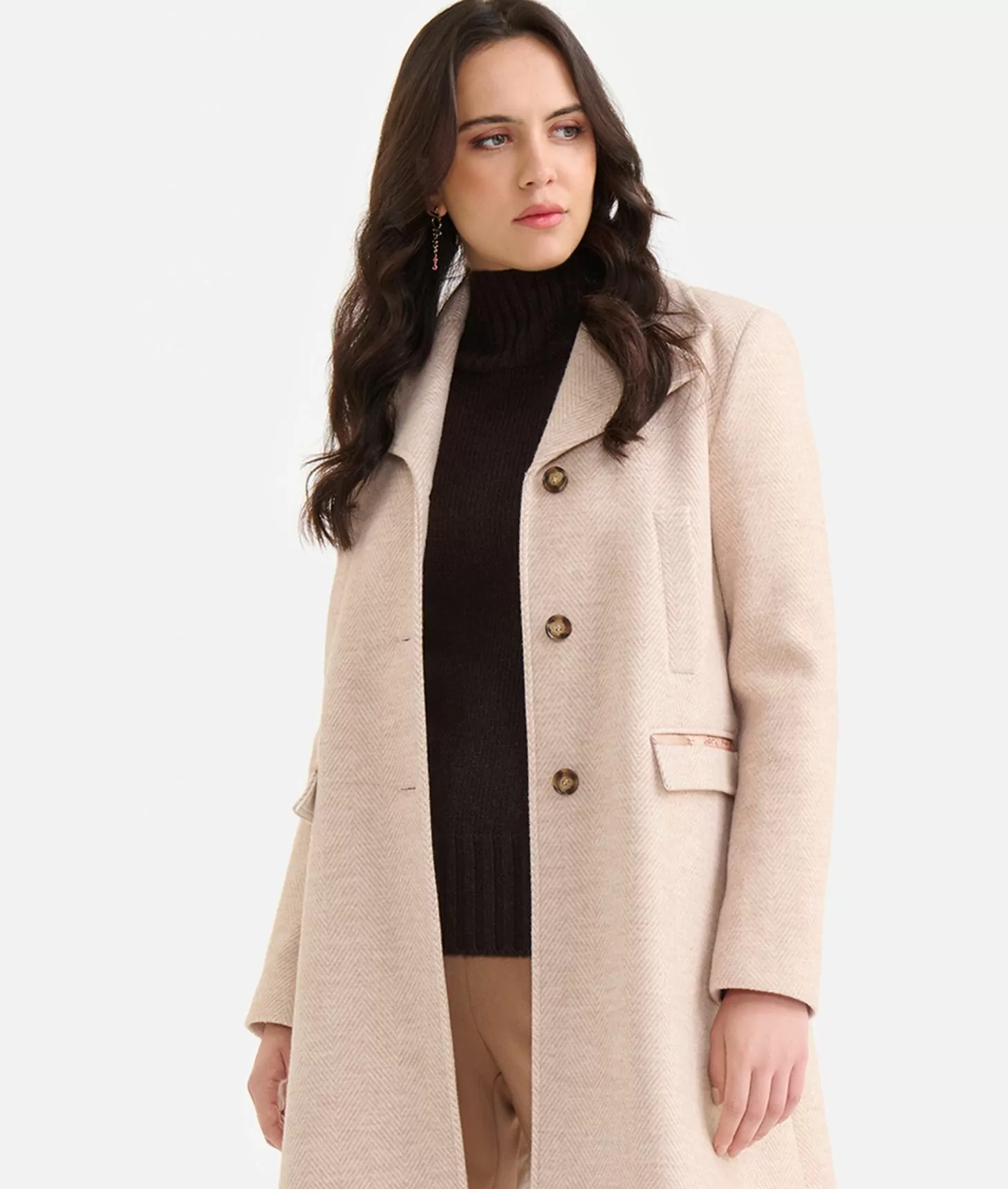 Alviero Martini 1a Classe Cappottino In Panno Spinato Cammello