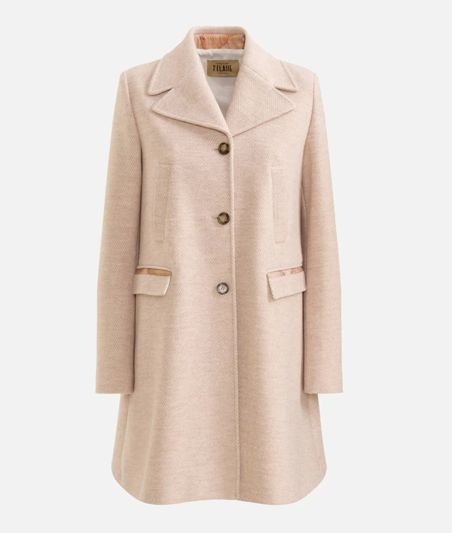 Alviero Martini 1a Classe Cappottino In Panno Spinato Cammello