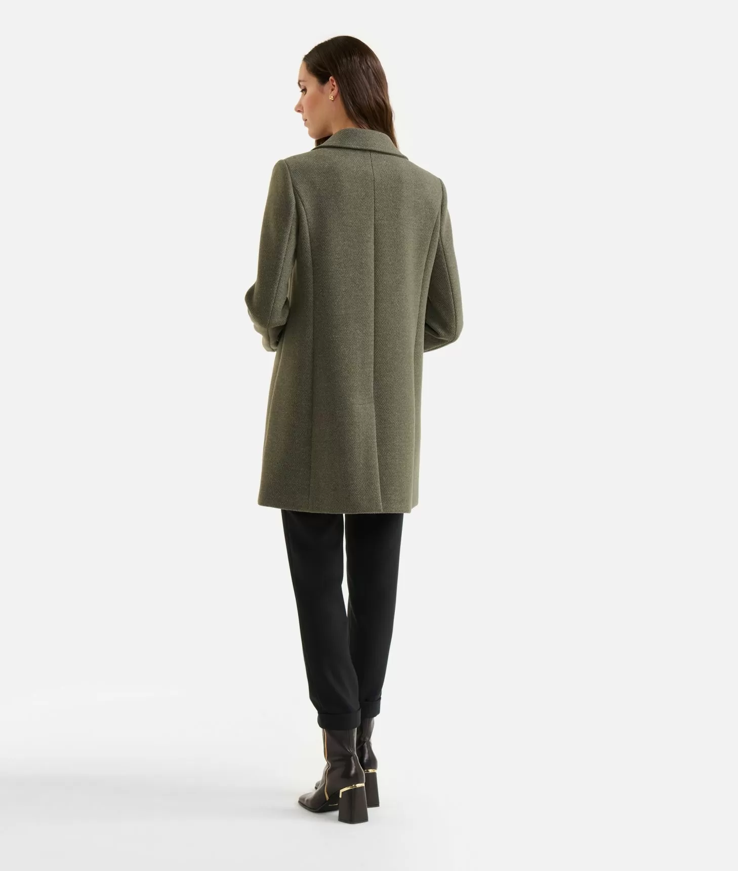 Alviero Martini 1a Classe Cappottino In Panno Spinato Verde Muschio