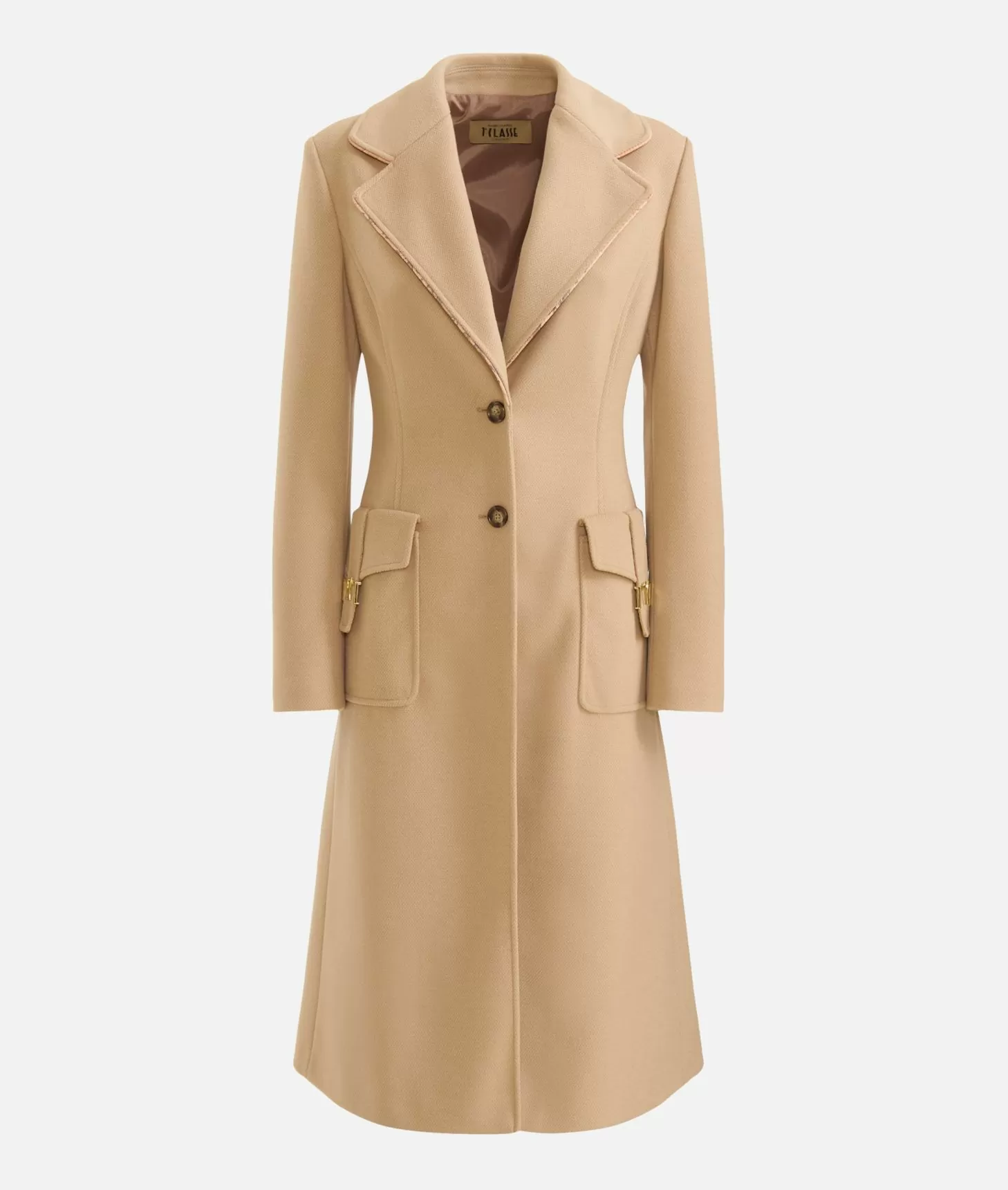 Alviero Martini 1a Classe Cappotto Con Dettaglio Gioiello In Velour Cammello