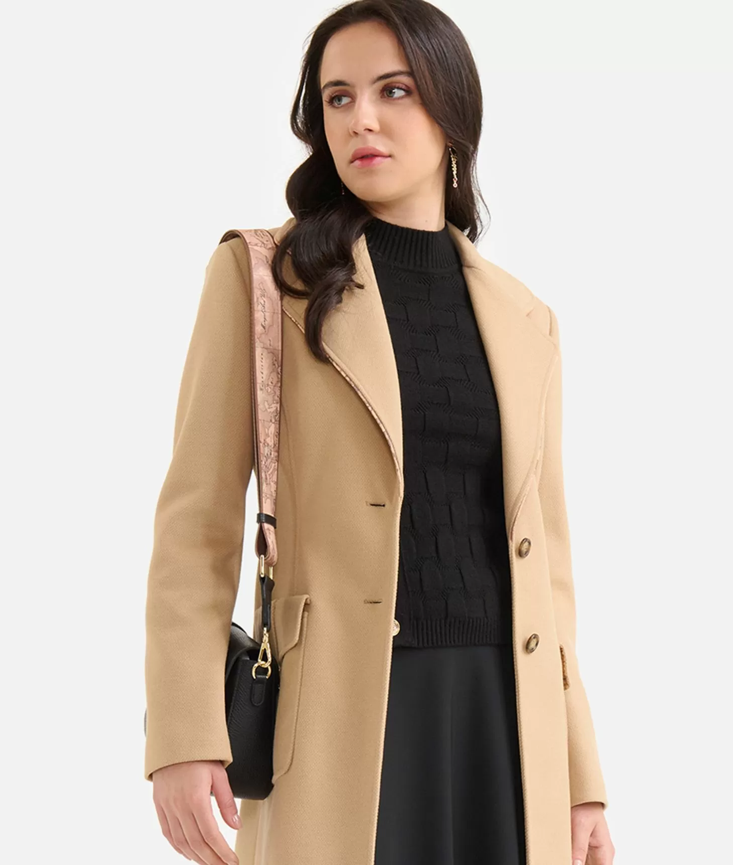 Alviero Martini 1a Classe Cappotto Con Dettaglio Gioiello In Velour Cammello