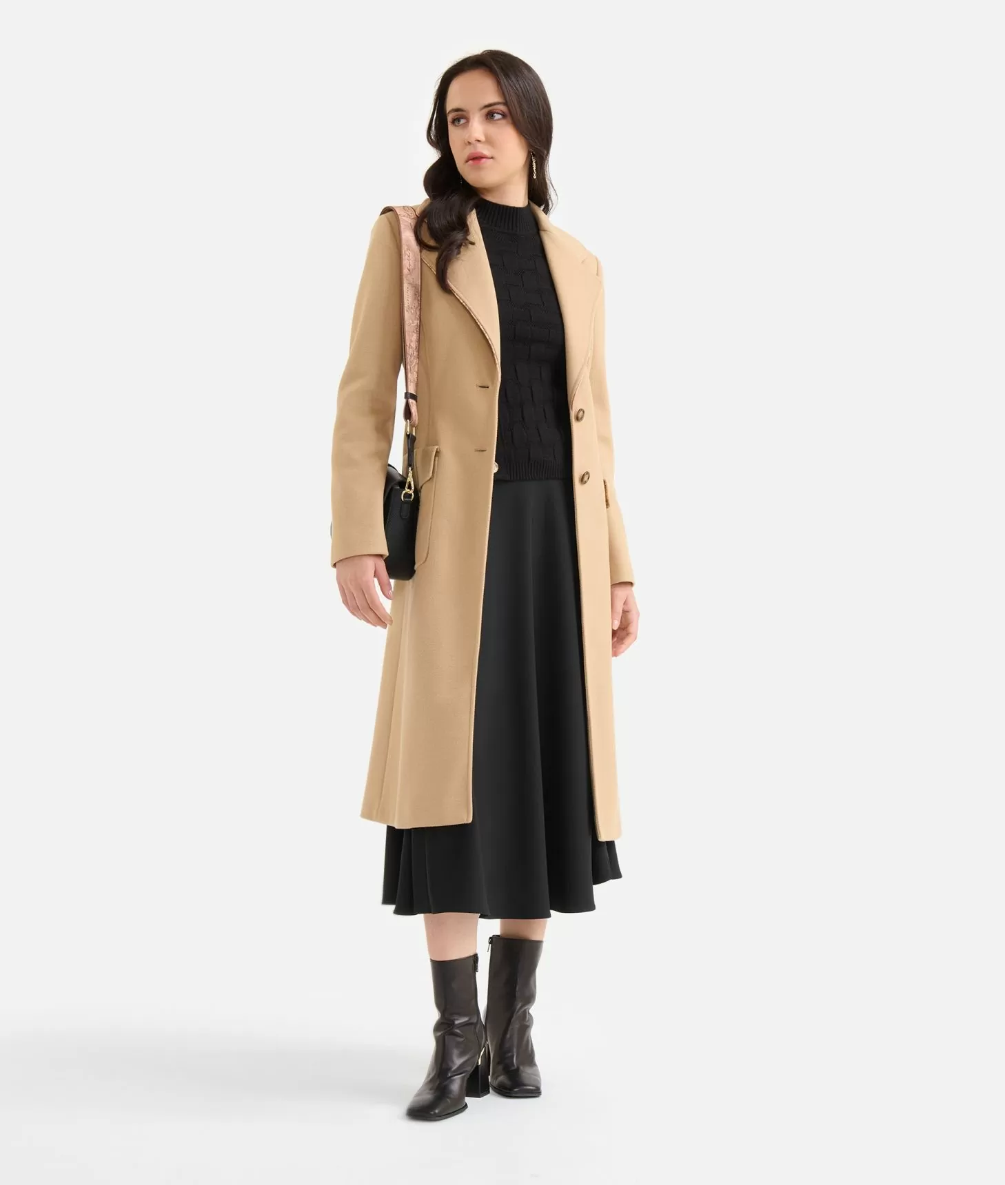 Alviero martini 1a classe Cappotto con dettaglio gioiello in velour Cammello