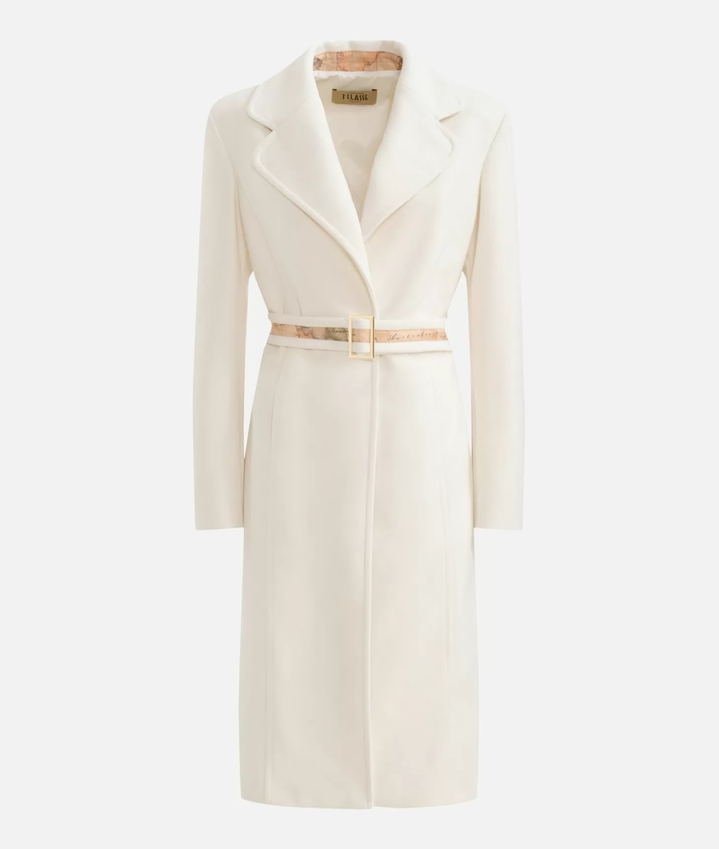 Alviero Martini 1a Classe Cappotto Lungo In Velour Bianco Lana