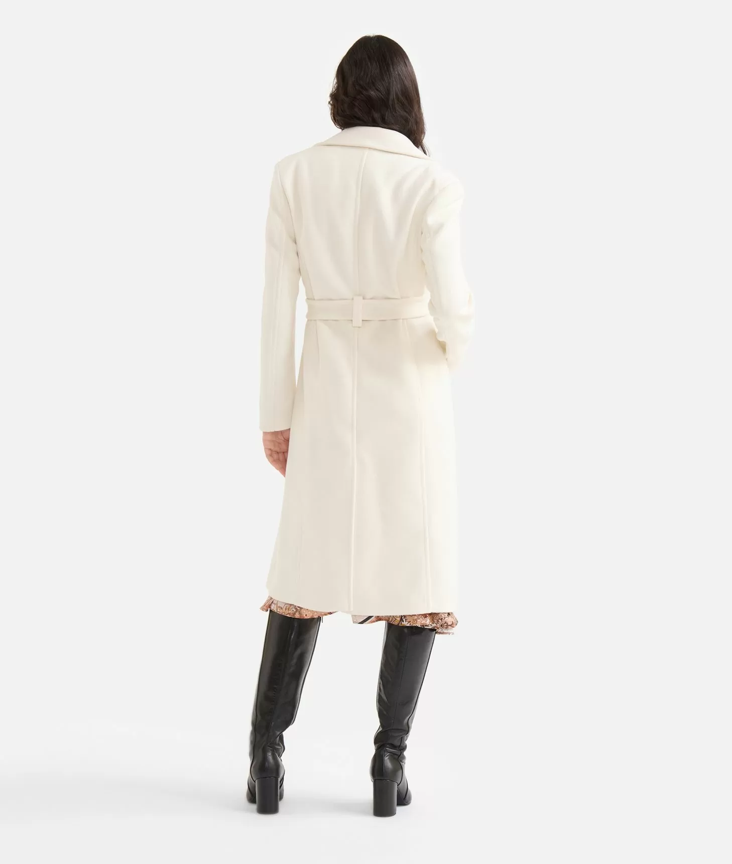 Alviero Martini 1a Classe Cappotto Lungo In Velour Bianco Lana