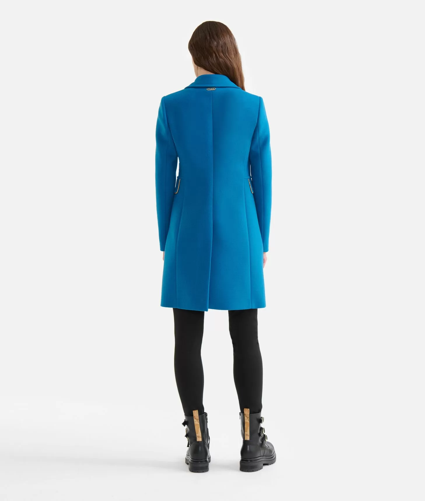 Alviero Martini 1a Classe Cappotto Midi In Velour Blu Di Prussia