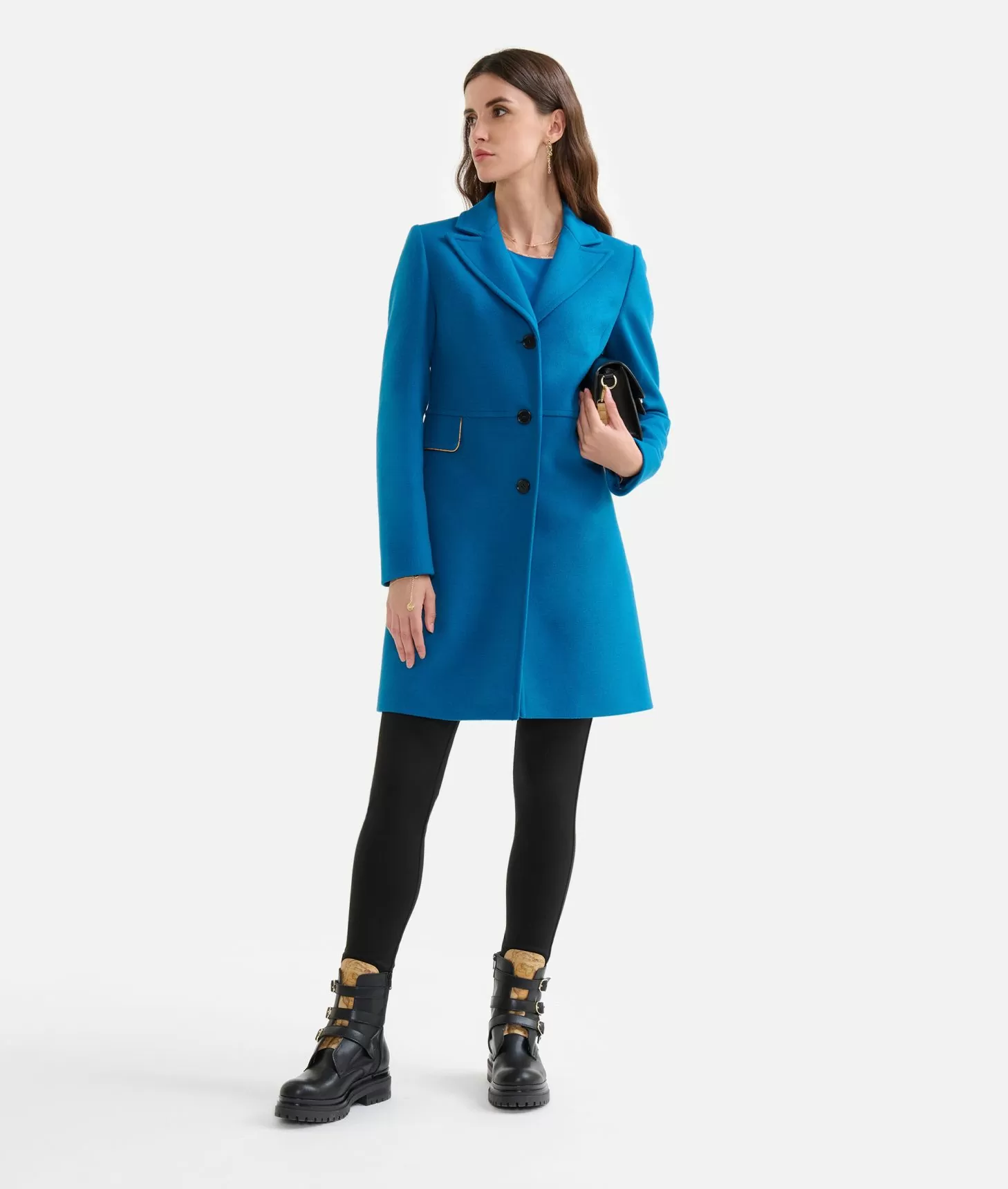 Alviero martini 1a classe Cappotto midi in velour Blu di Prussia