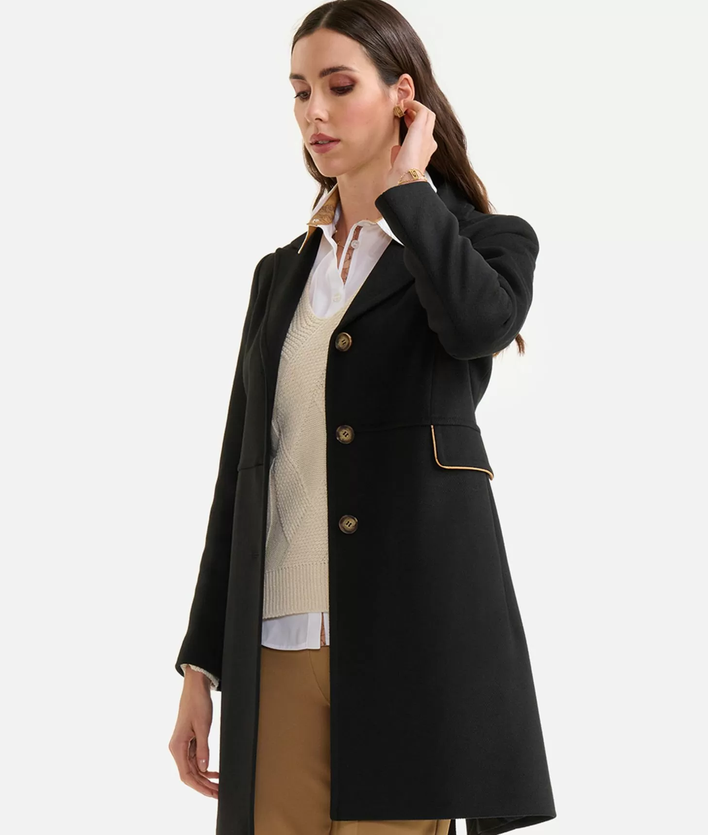 Alviero Martini 1a Classe Cappotto Midi In Velour Nero
