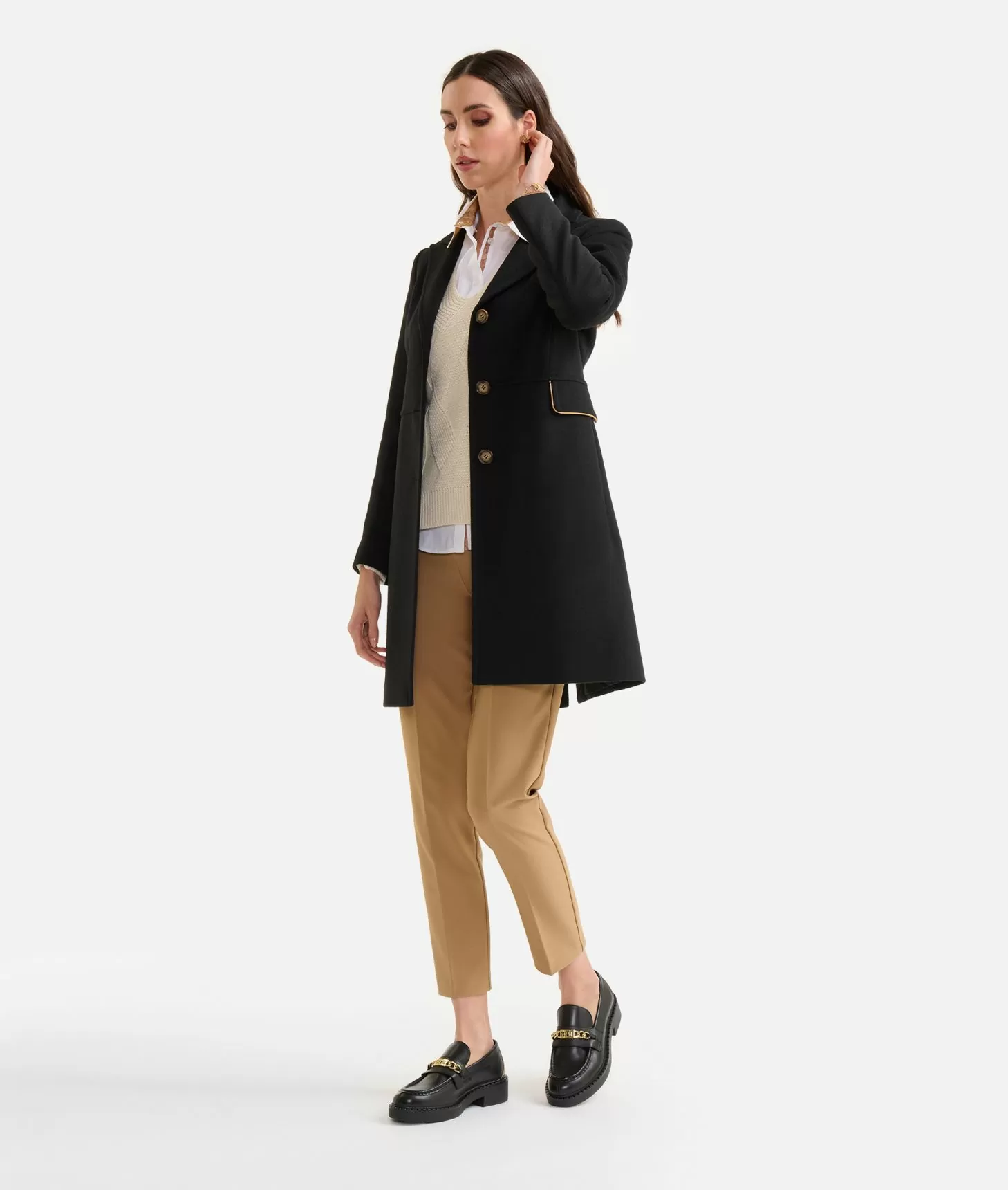 Alviero martini 1a classe Cappotto midi in velour Nero