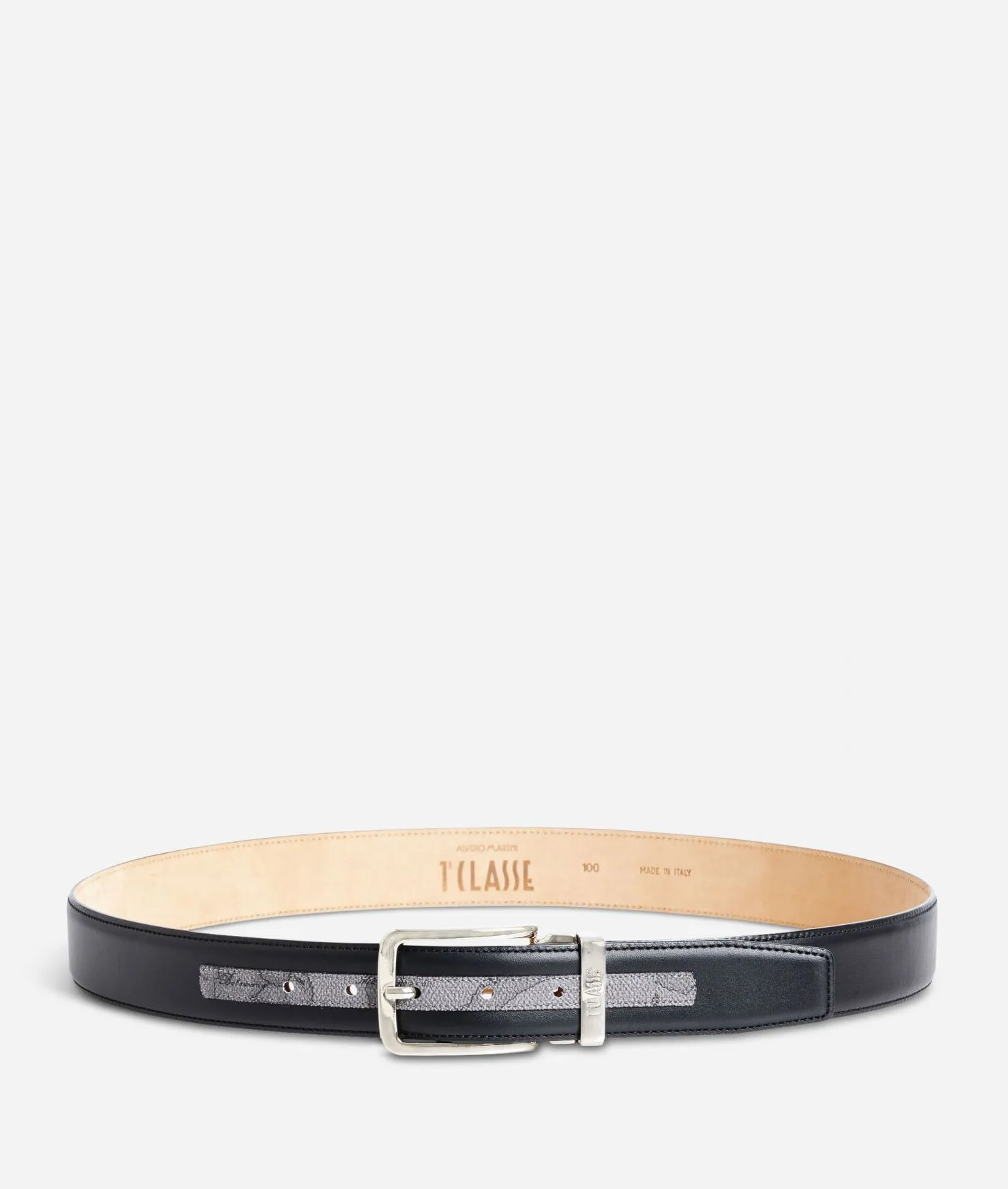 Alviero Martini 1a Classe Cintura In Pelle Dark Mood Rifinita In Tessuto Geo Dark