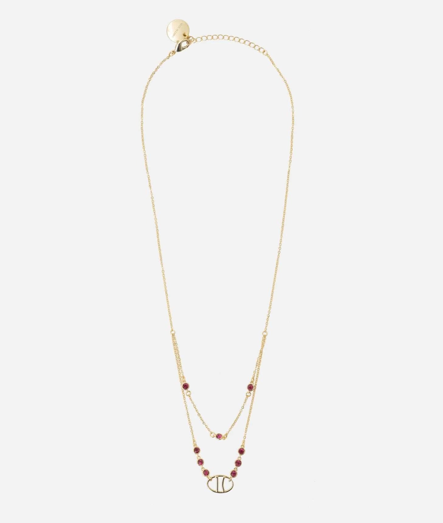 Alviero martini 1a classe Collana con logo 1C e pietre magenta Oro