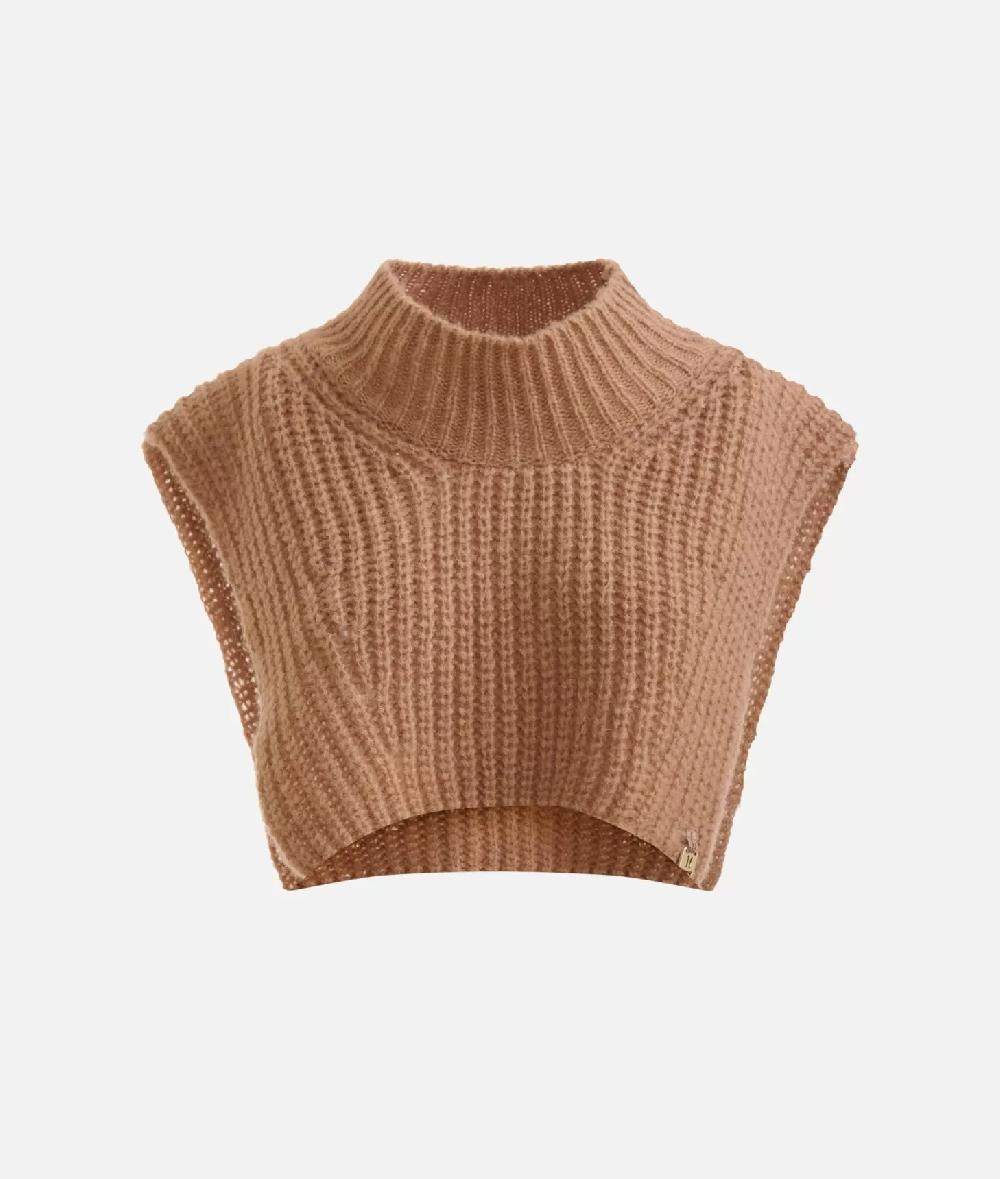 Alviero Martini 1a Classe Collo In Filato Di Lana Mohair Cammello