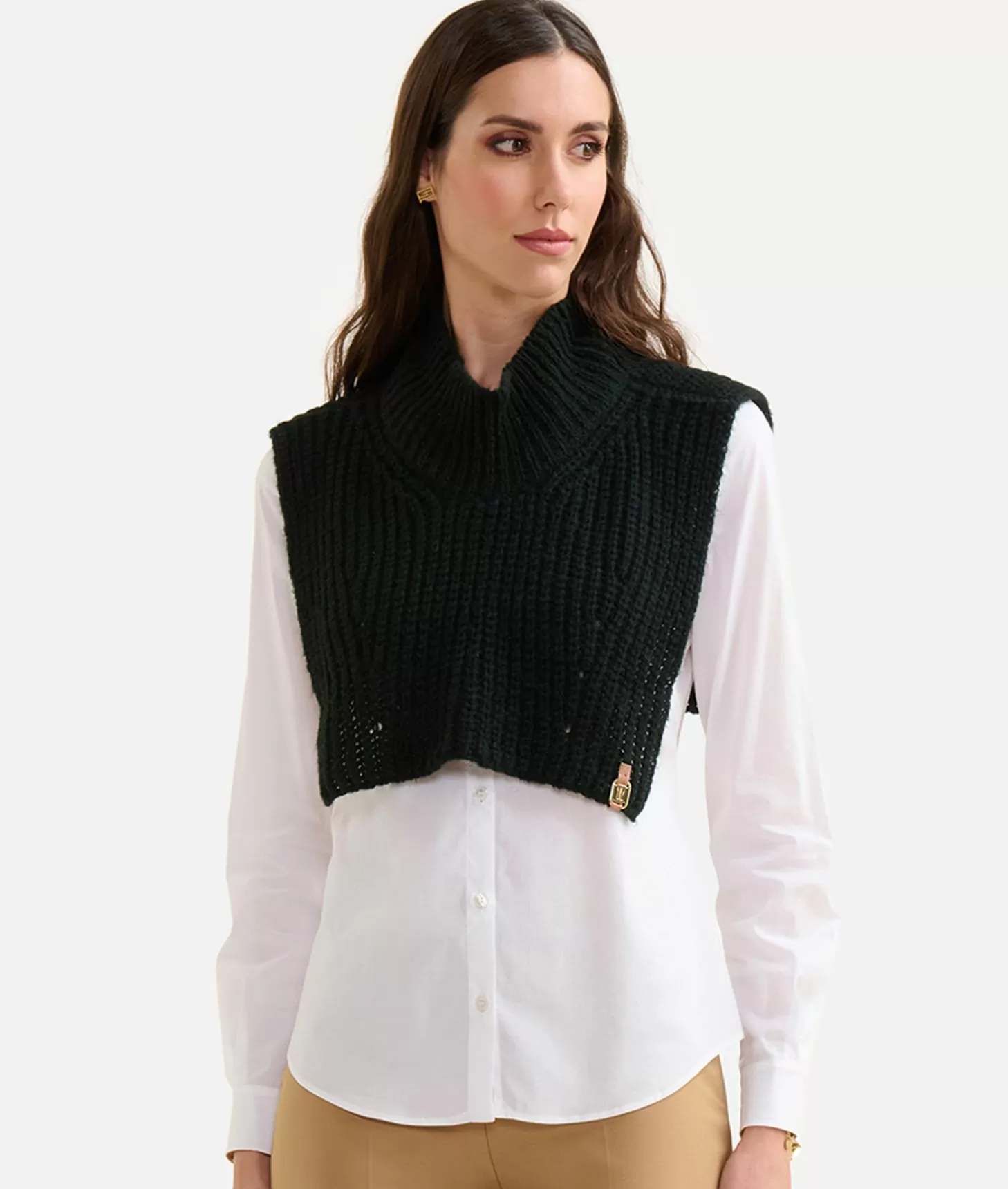 Alviero Martini 1a Classe Collo In Filato Di Lana Mohair Nero