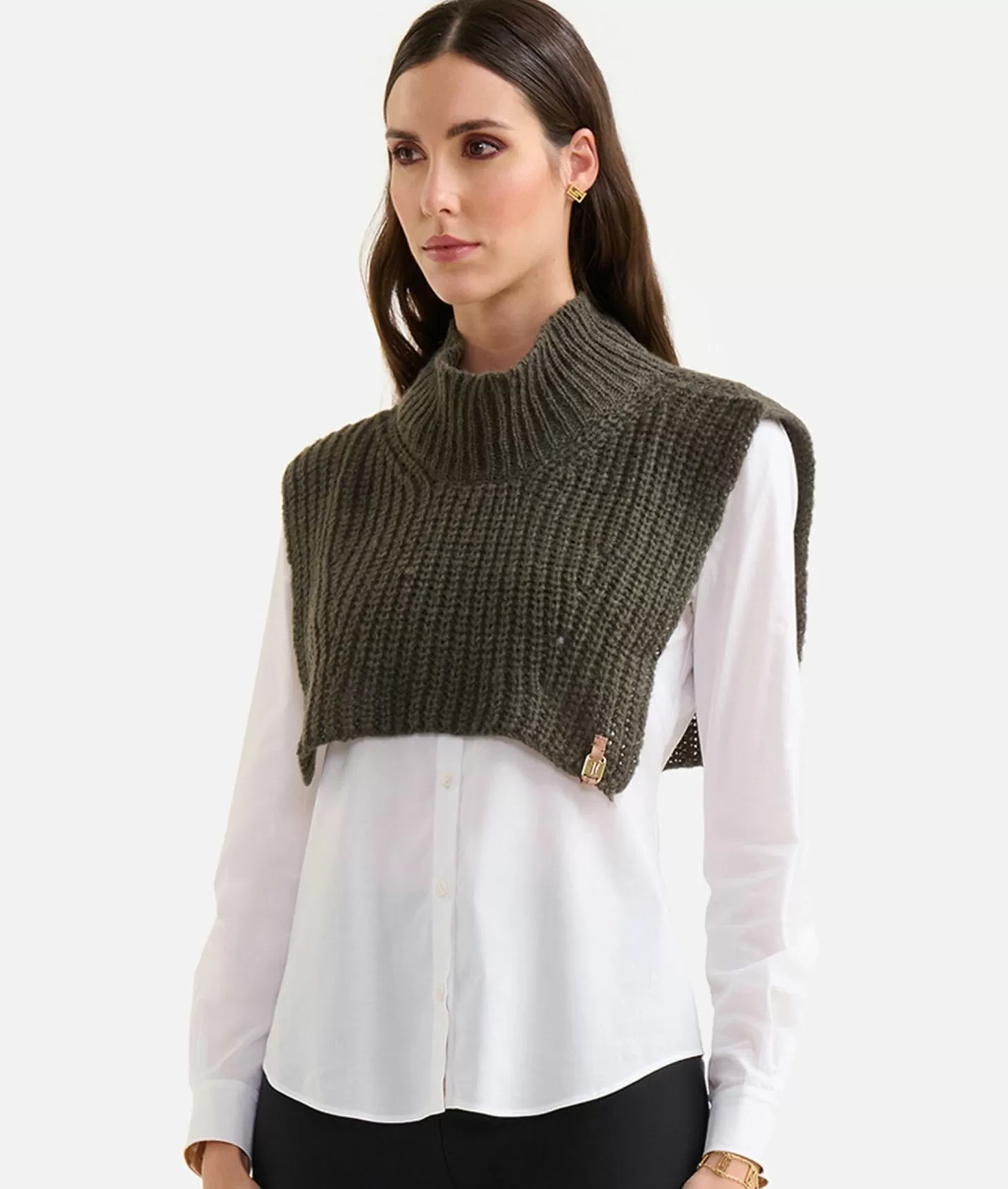 Alviero Martini 1a Classe Collo In Filato Di Lana Mohair Verde Muschio