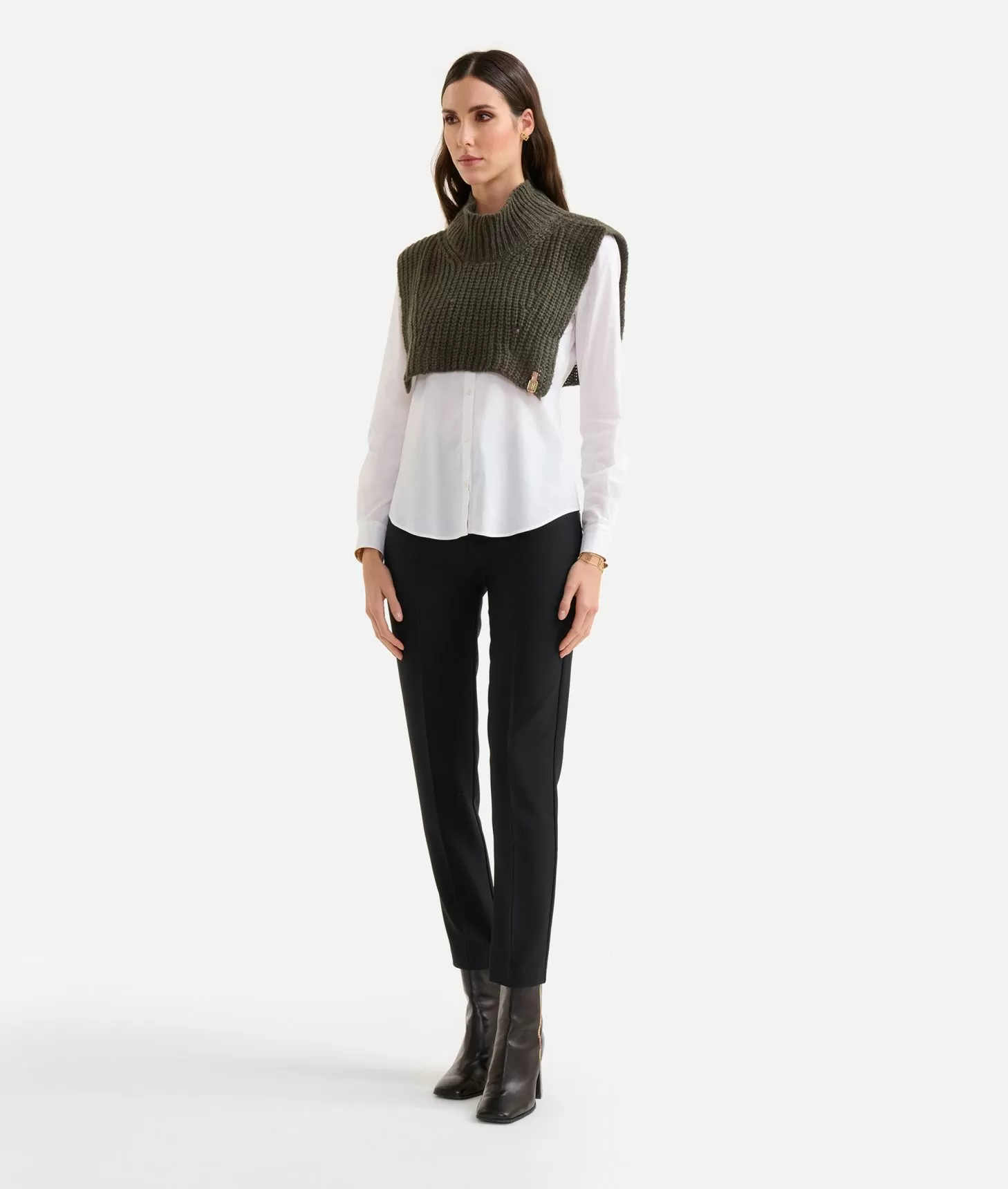 Alviero martini 1a classe Collo in filato di lana mohair Verde Muschio