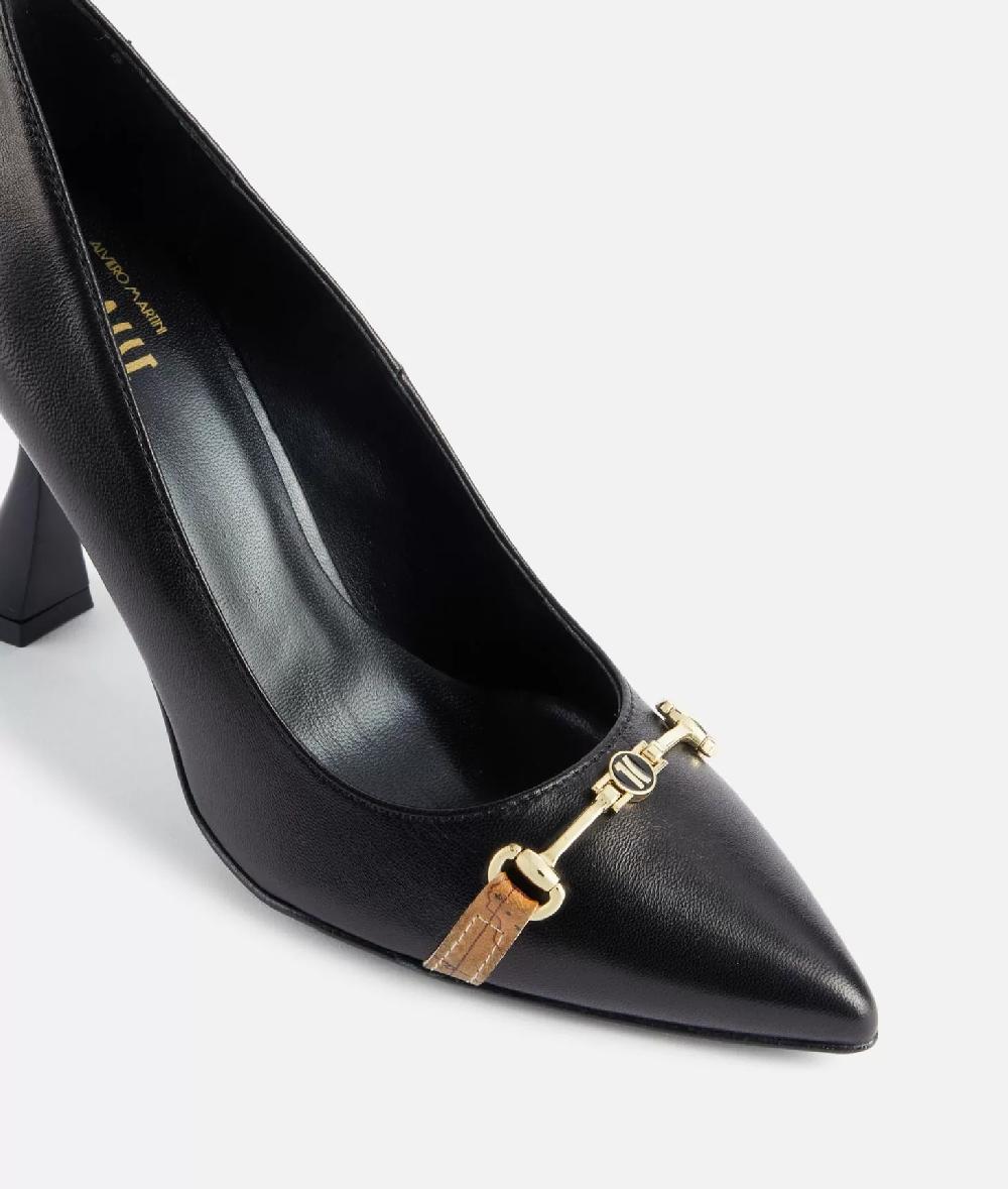 Alviero Martini 1a Classe Décolleté In Nappa Liscia Con Morsetto 1C Nere