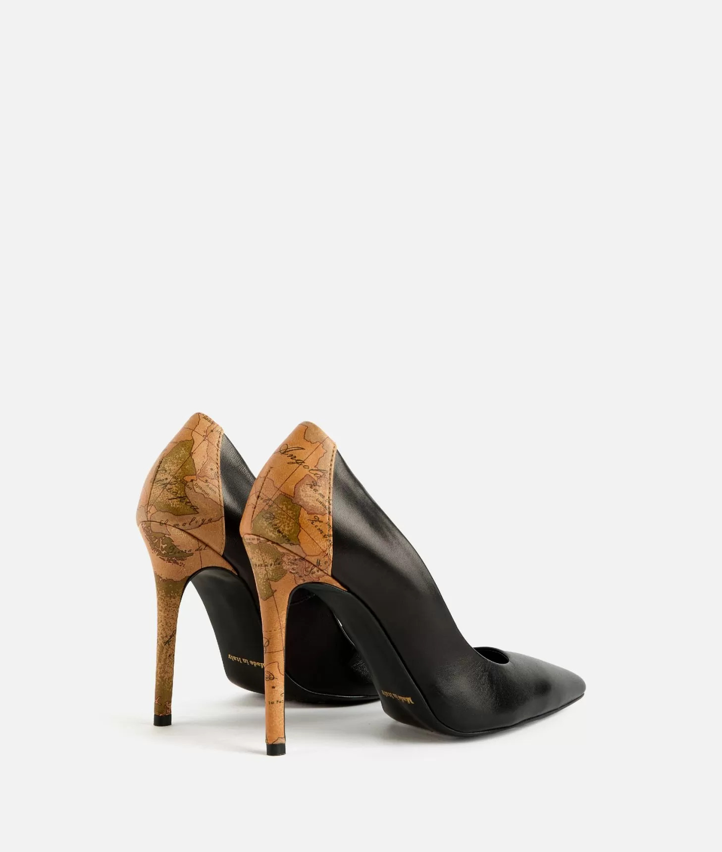 Alviero Martini 1a Classe Décolleté In Nappa Liscia Con Tacco Stampa Geo Classic Nere