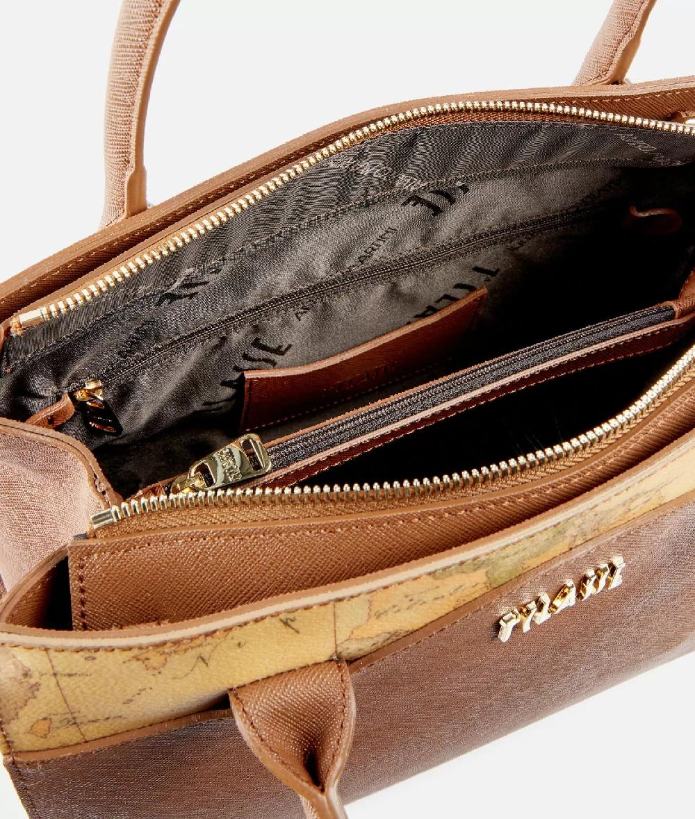 Alviero Martini 1a Classe Digital City Borsa A Mano Grande Con Tracolla Castagna