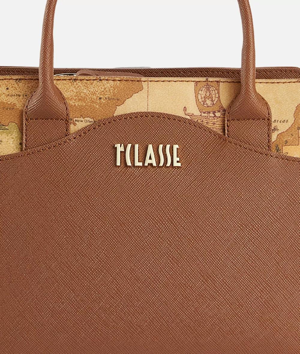 Alviero Martini 1a Classe Digital City Borsa A Mano Grande Con Tracolla Castagna