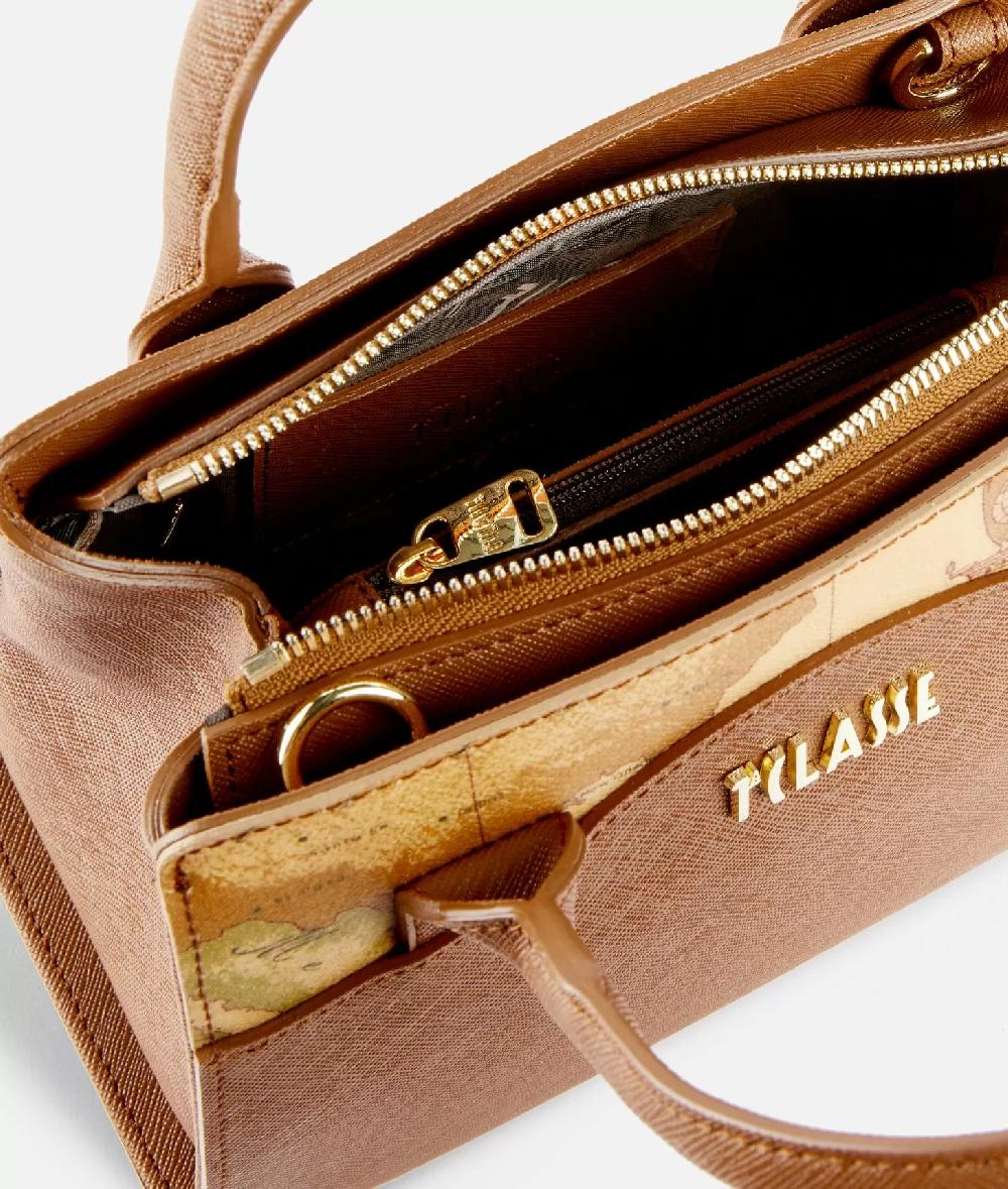 Alviero Martini 1a Classe Digital City Borsa A Mano Piccola Con Tracolla Castagna